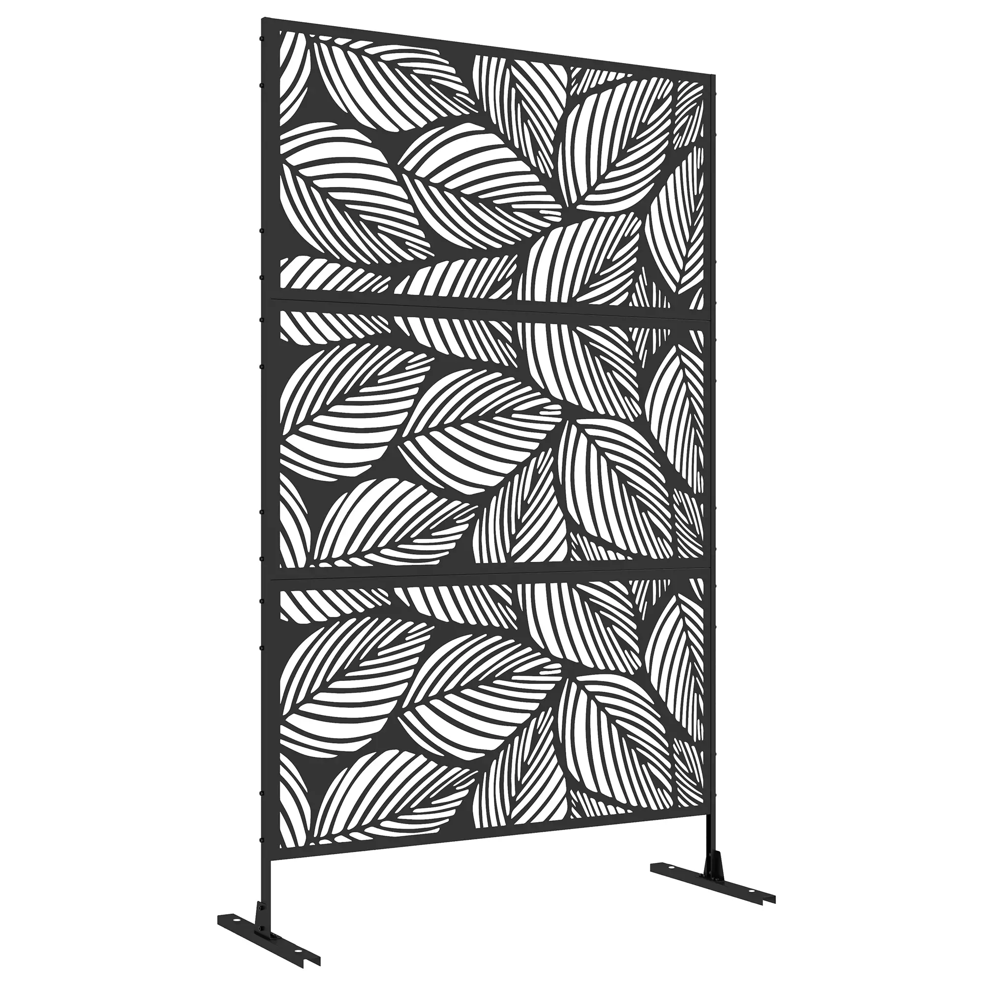 6.5FT Metal Privacy Screen, Leaf Style, Black - Image 11