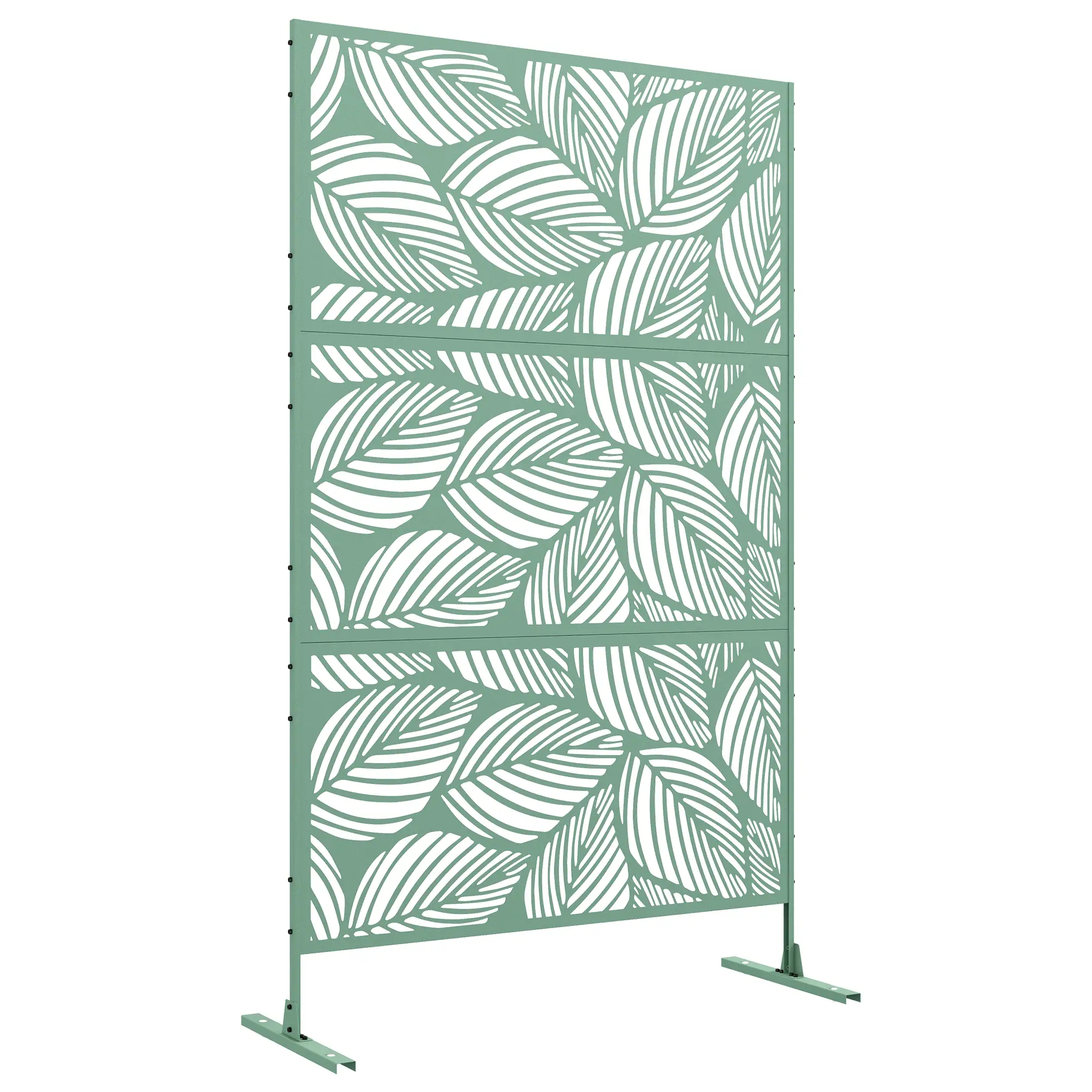 6.5FT Metal Privacy Screen, Leaf Style, Light Green - Image 11