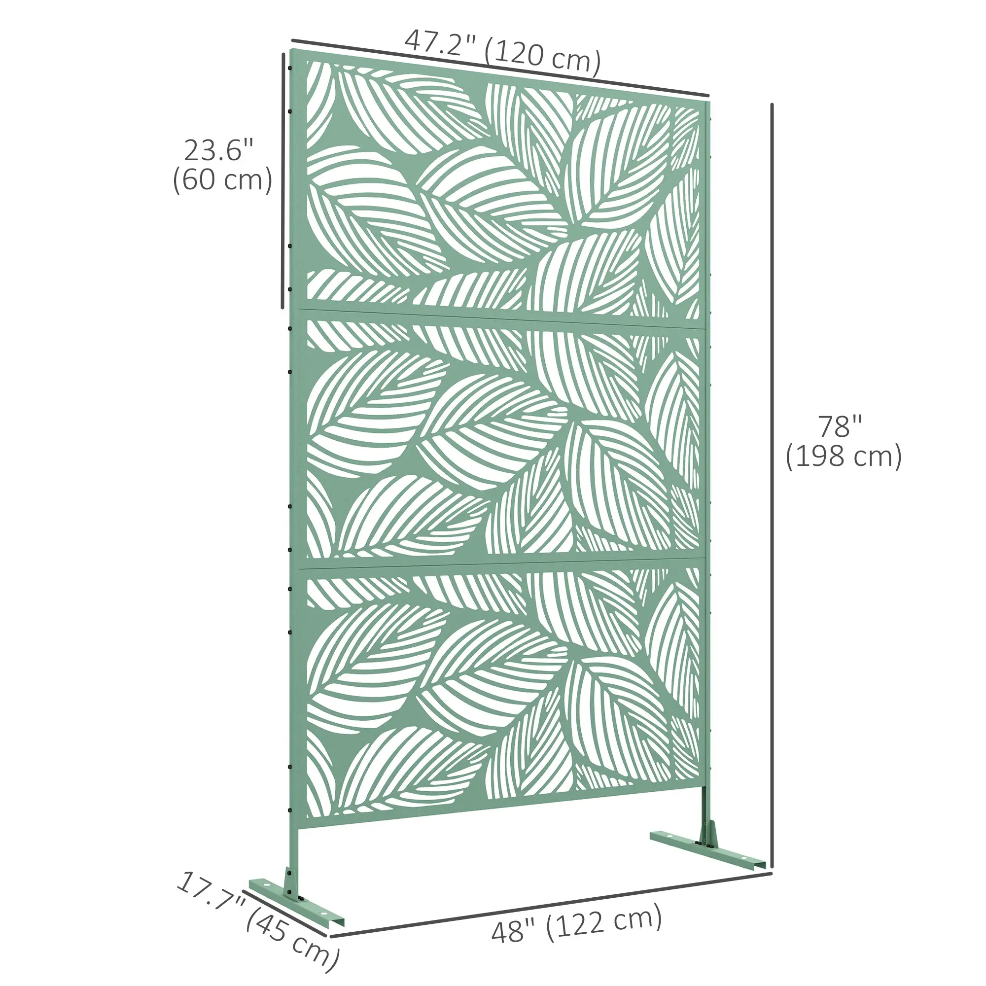 6.5FT Metal Privacy Screen, Leaf Style, Light Green - Image 3