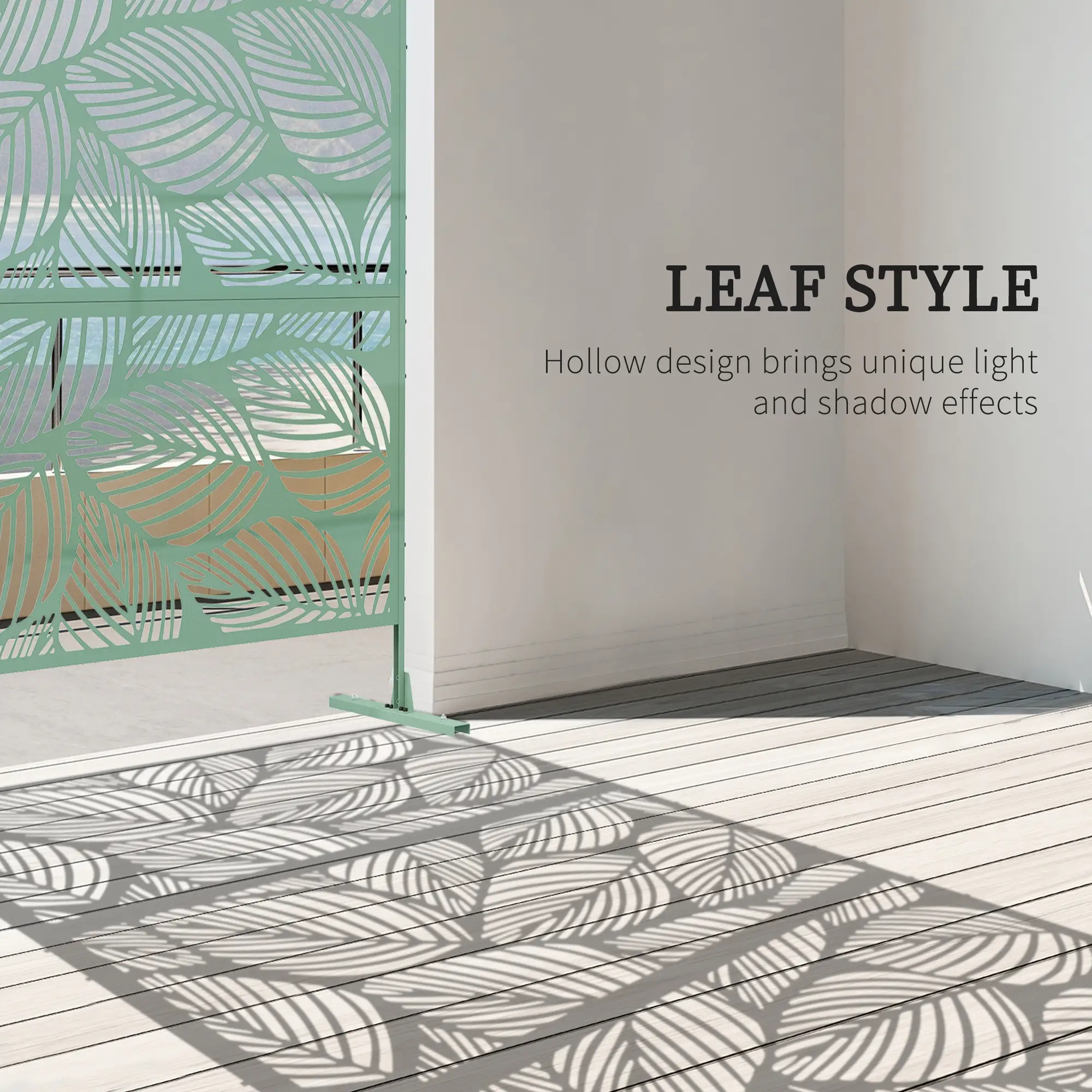 6.5FT Metal Privacy Screen, Leaf Style, Light Green - Image 4