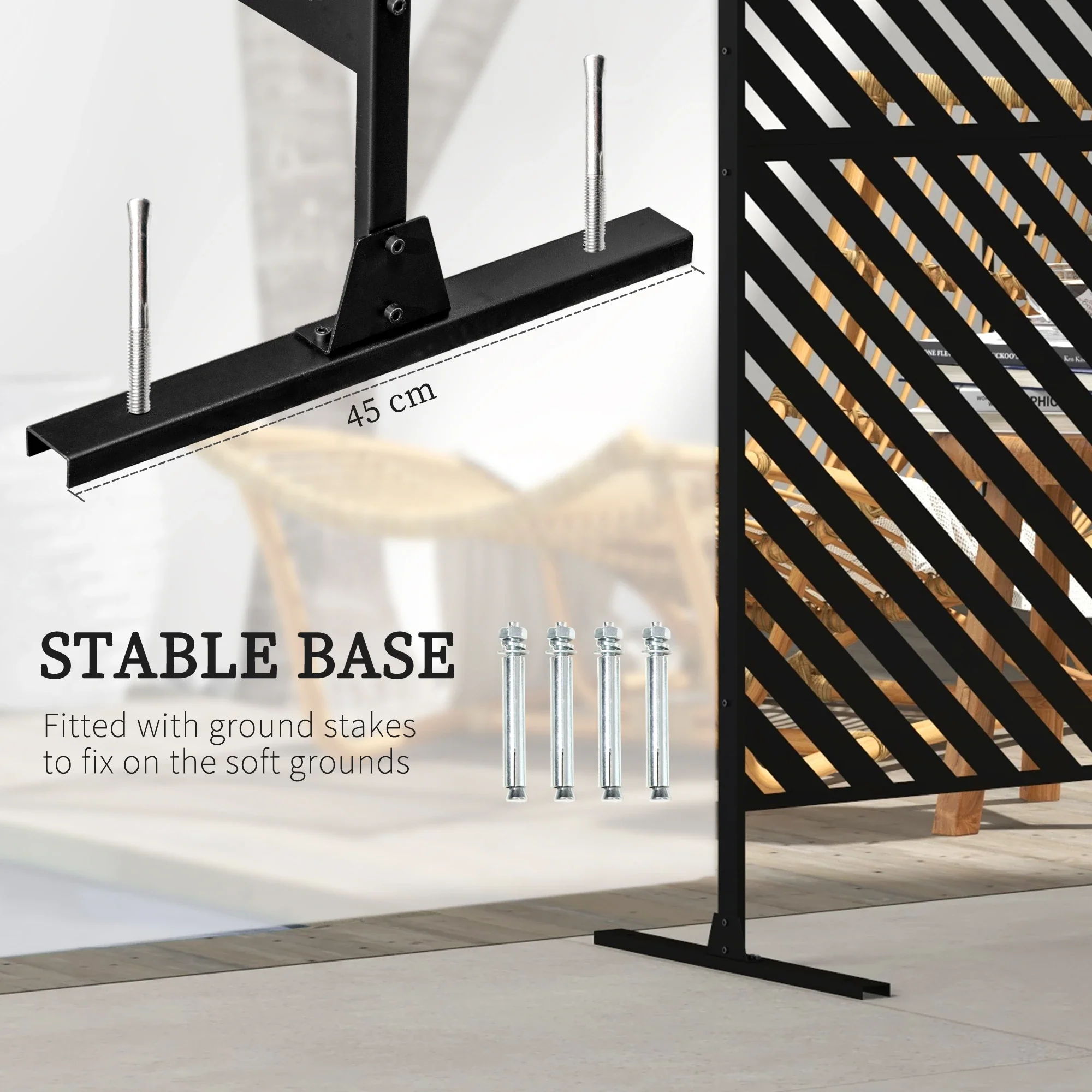 6.5FT Metal Privacy Screen, Triangle Style, Black - Image 5