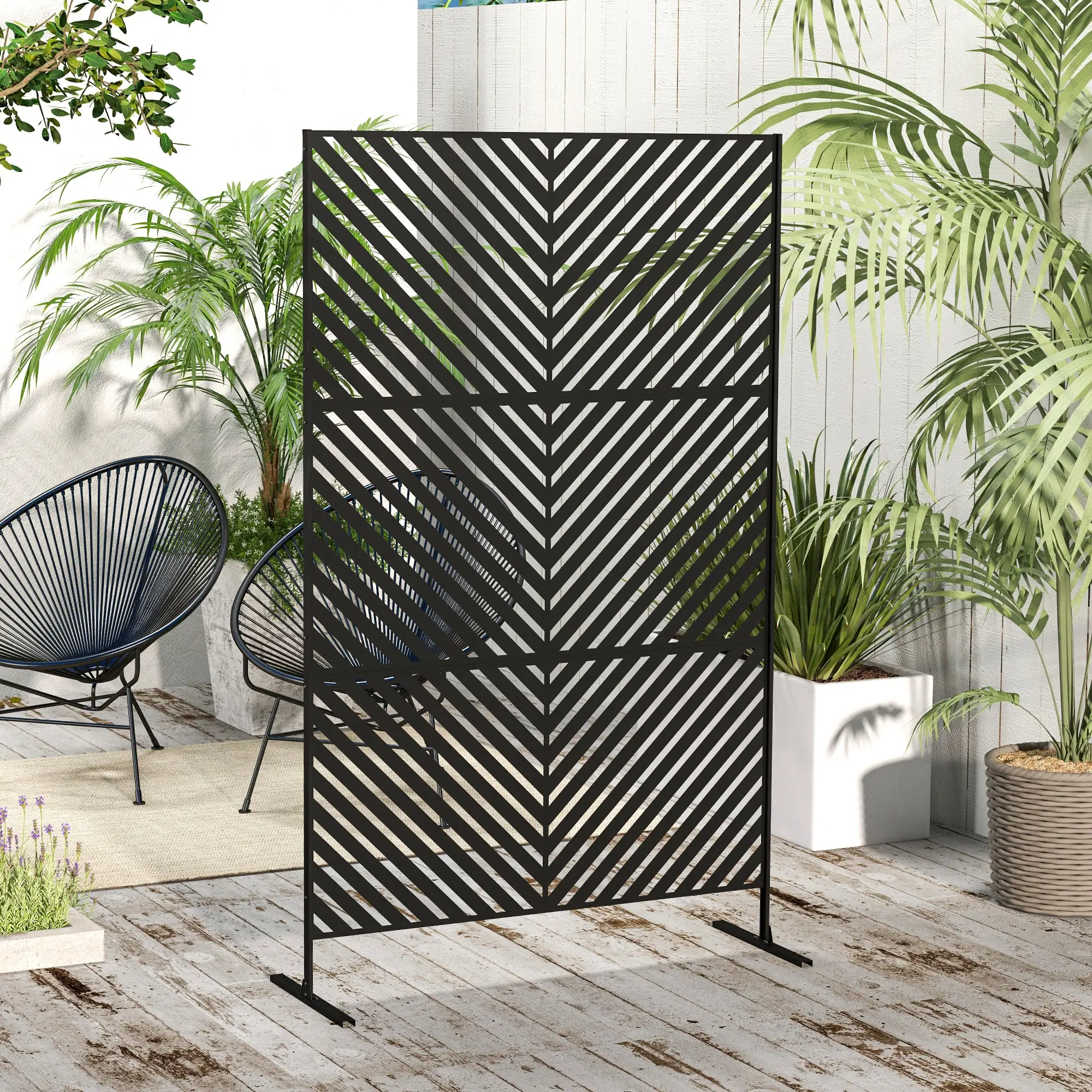 6.5FT Metal Privacy Screen, Triangle Style, Black - Image 7