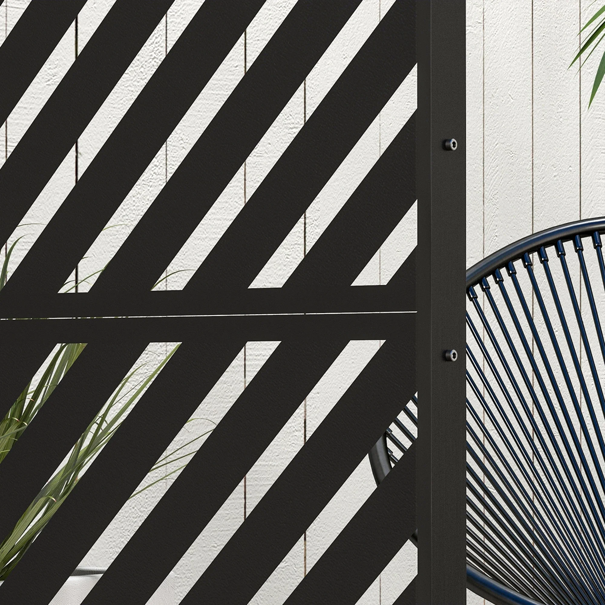 6.5FT Metal Privacy Screen, Triangle Style, Black - Image 8