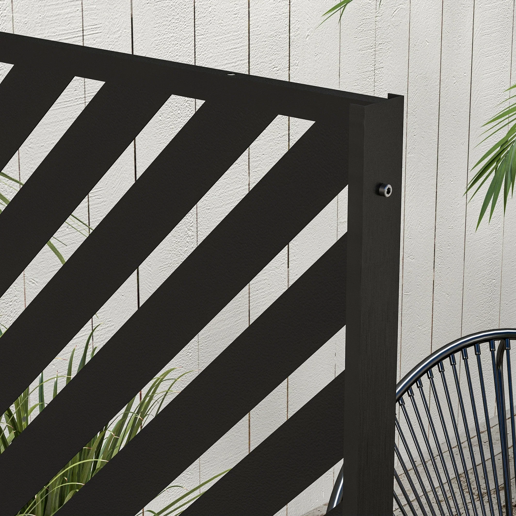 6.5FT Metal Privacy Screen, Triangle Style, Black - Image 9
