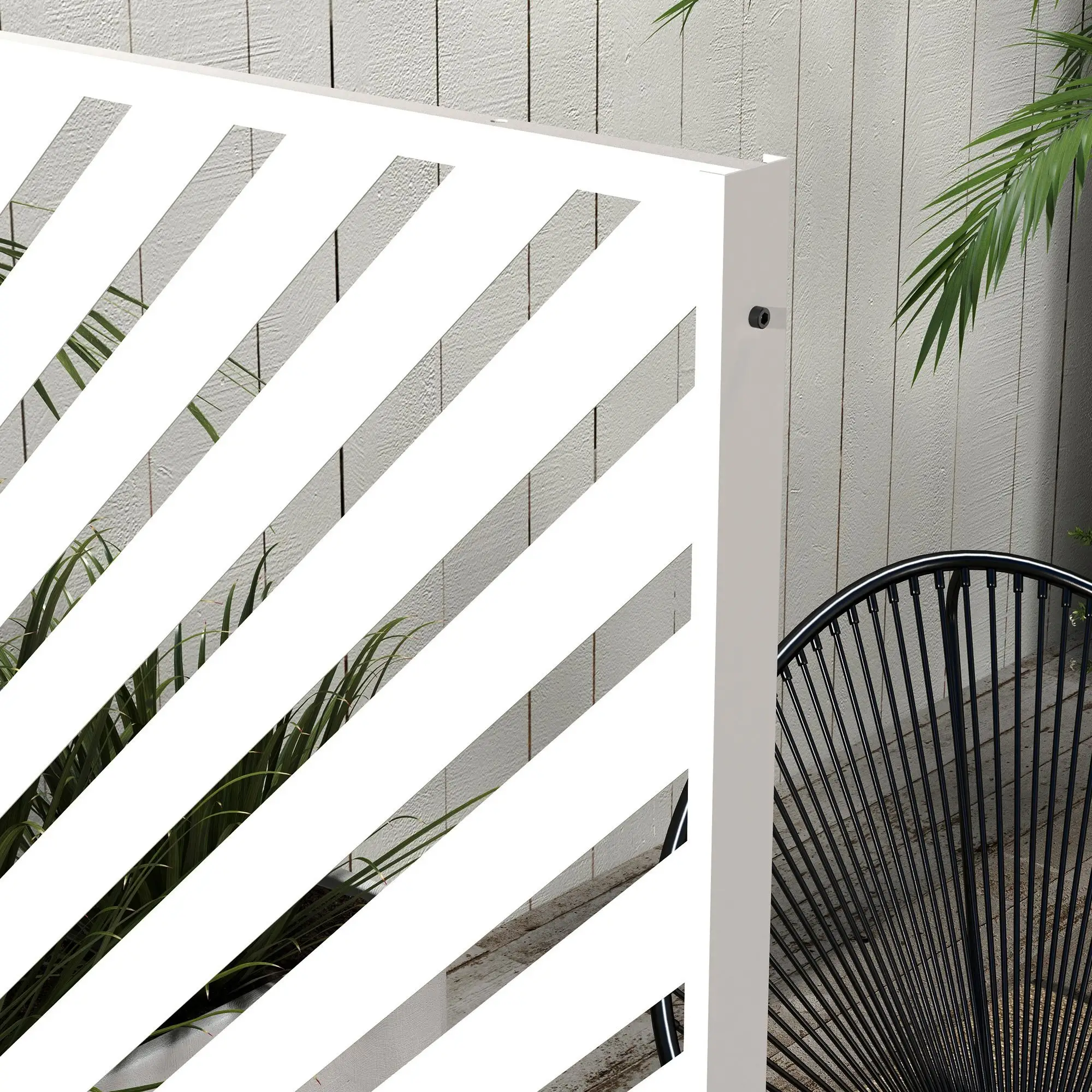 6.5FT Metal Privacy Screen, Triangle Style, White - Image 10