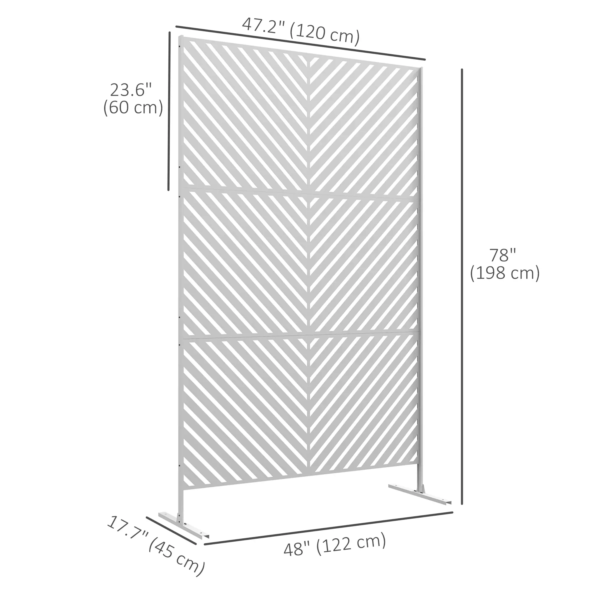 6.5FT Metal Privacy Screen, Triangle Style, White - Image 3