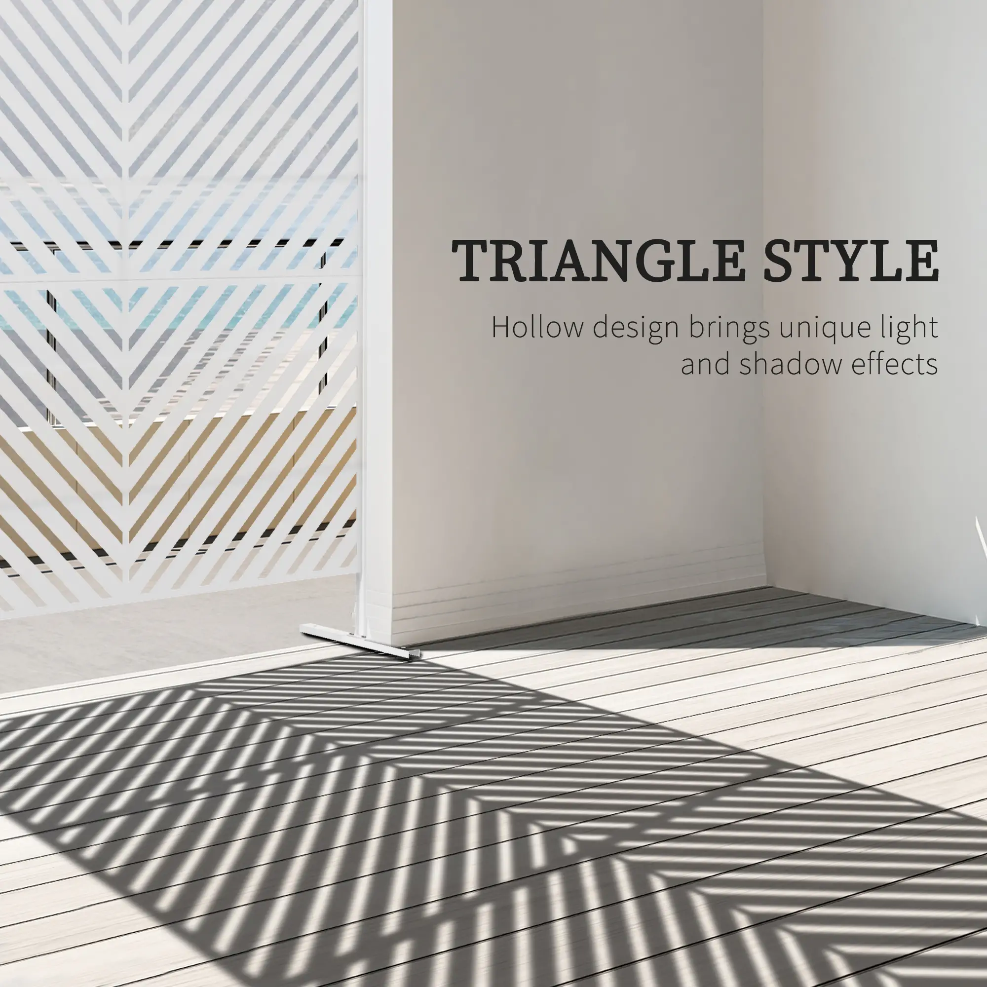 6.5FT Metal Privacy Screen, Triangle Style, White - Image 4