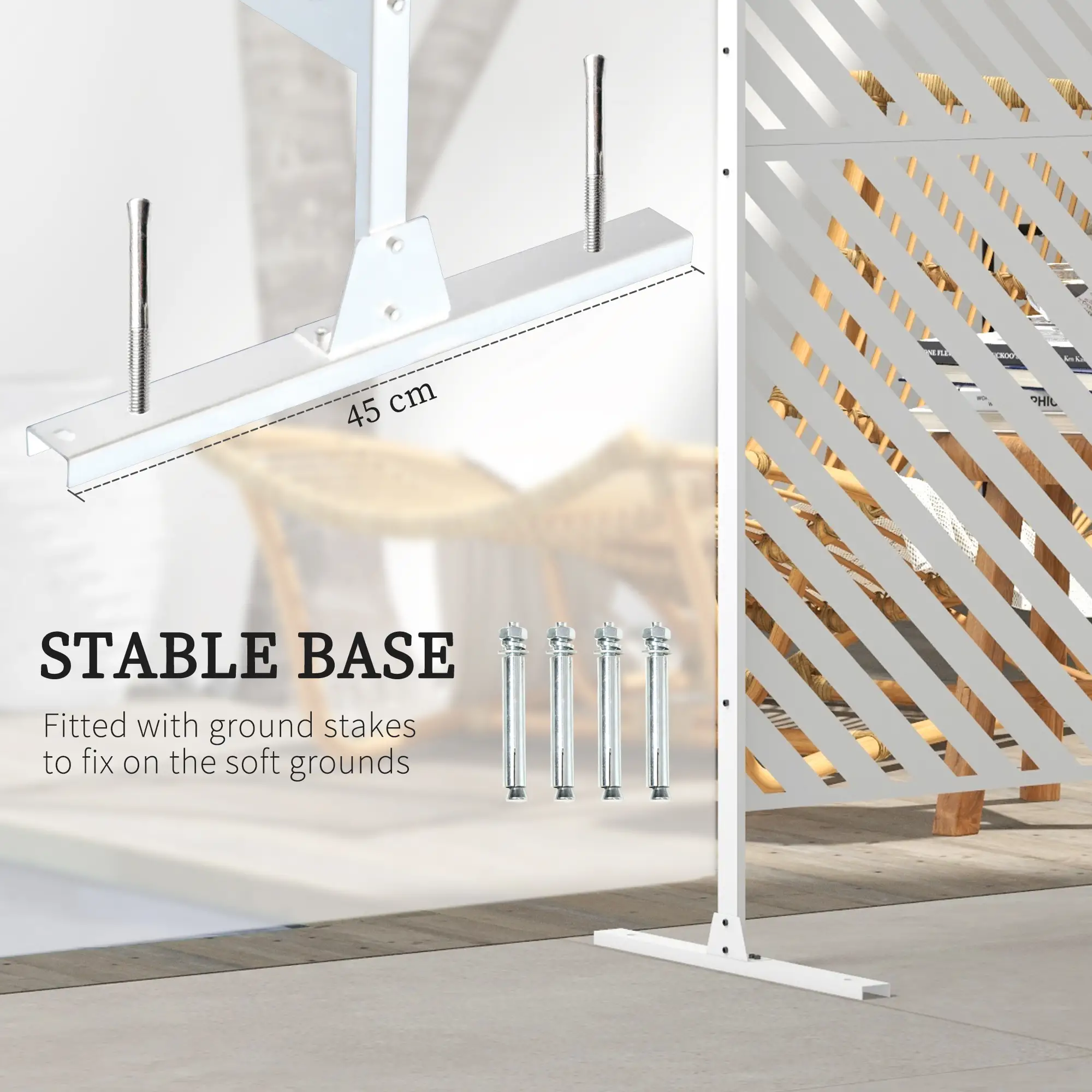 6.5FT Metal Privacy Screen, Triangle Style, White - Image 5