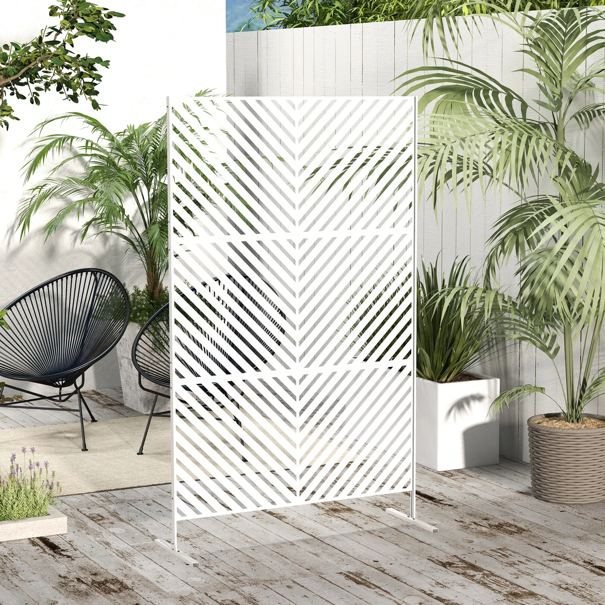 6.5FT Metal Privacy Screen, Triangle Style, White - Image 8