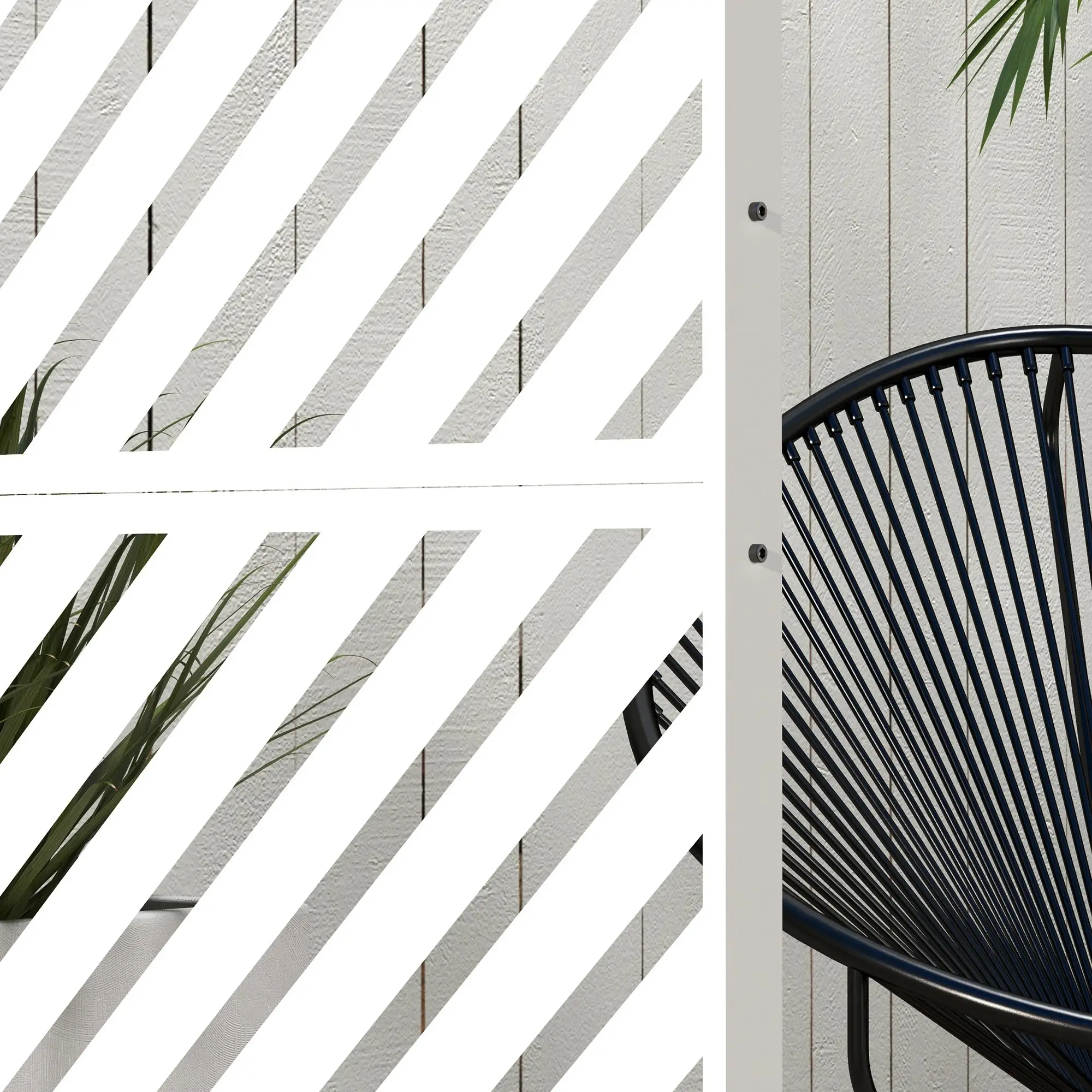 6.5FT Metal Privacy Screen, Triangle Style, White - Image 9