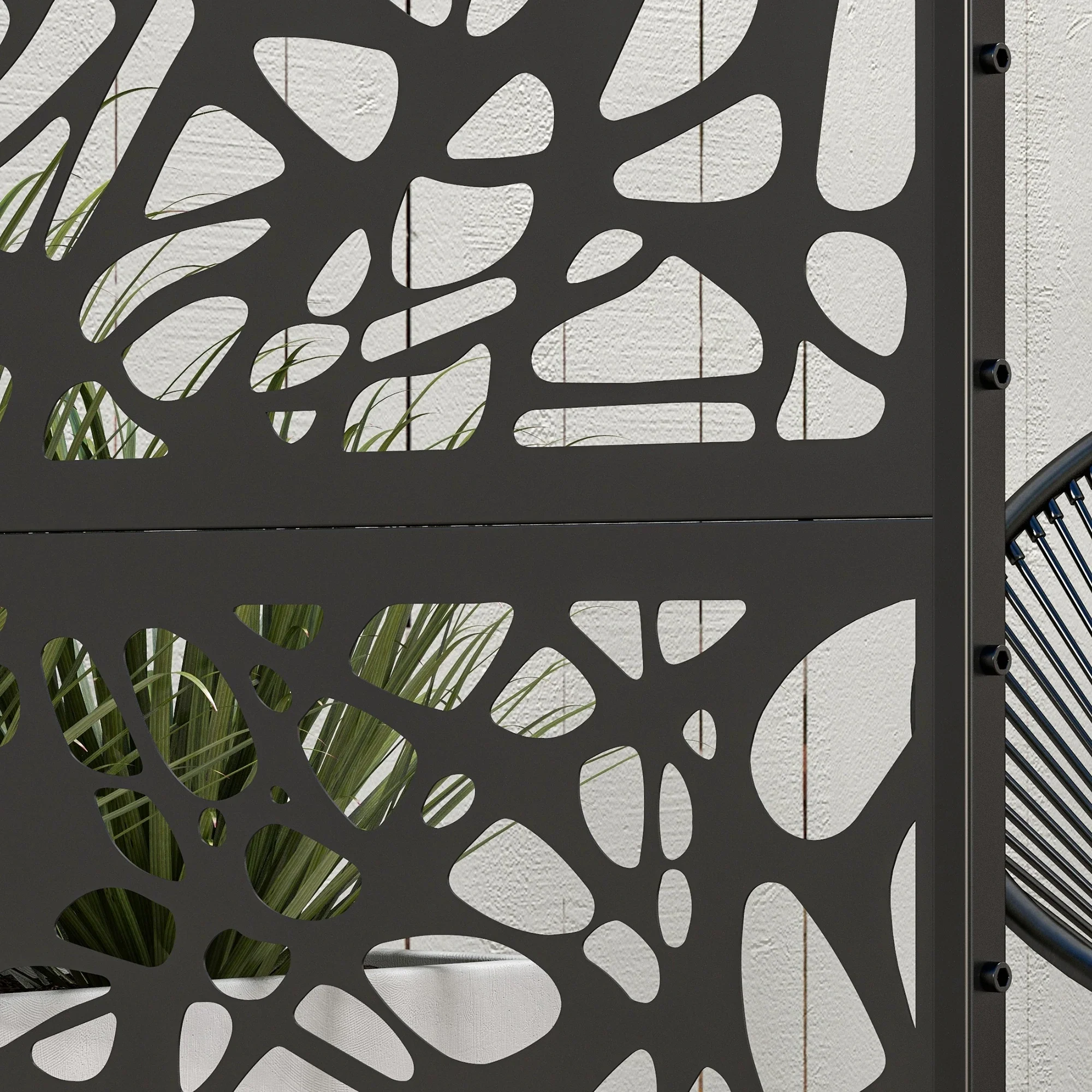 6.5FT Metal Privacy Screen, Twisted Line Style, Black - Image 11