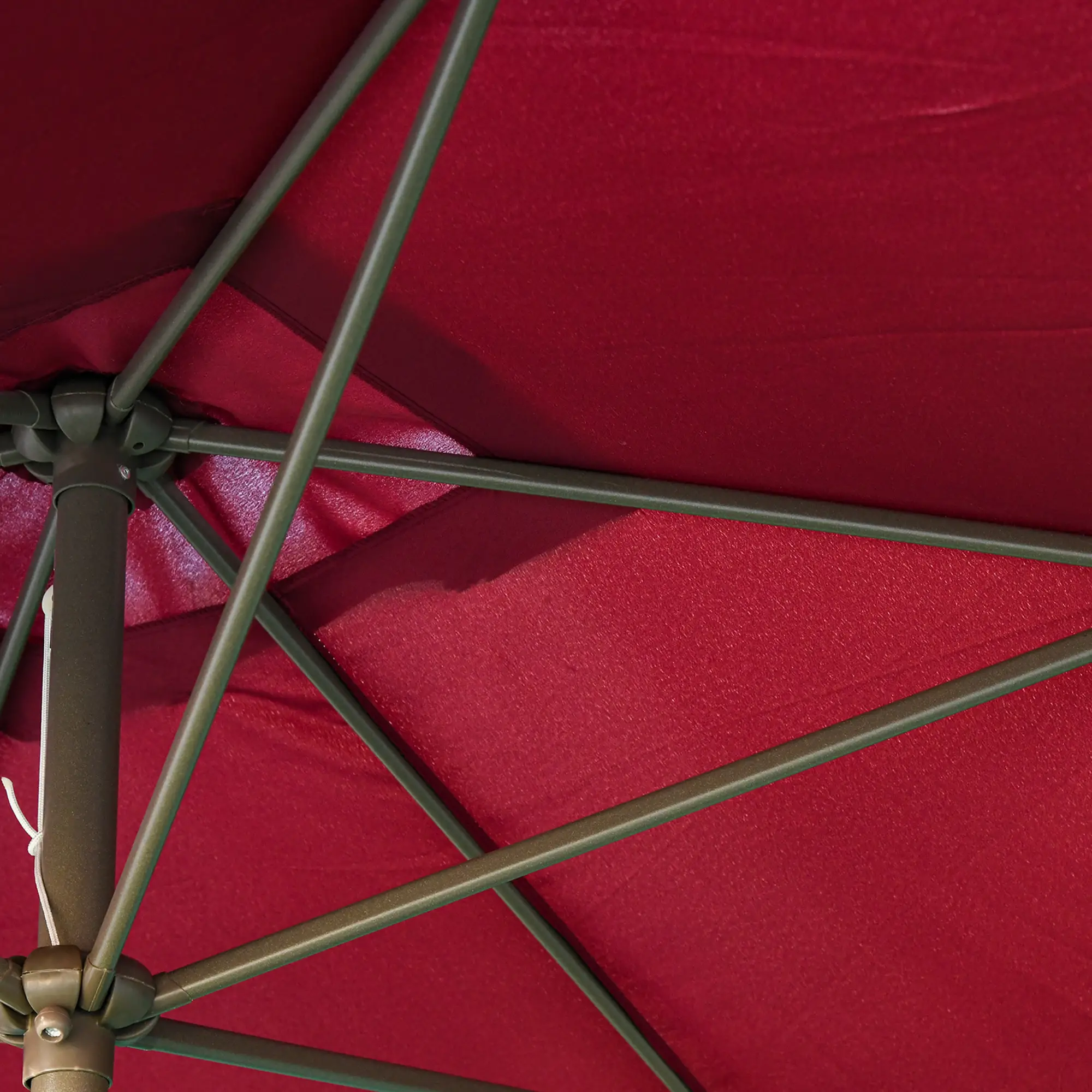 6.5x10ft Rectangle Patio Umbrella, Aluminum Frame, Crank Handle, Wine Red - Image 9
