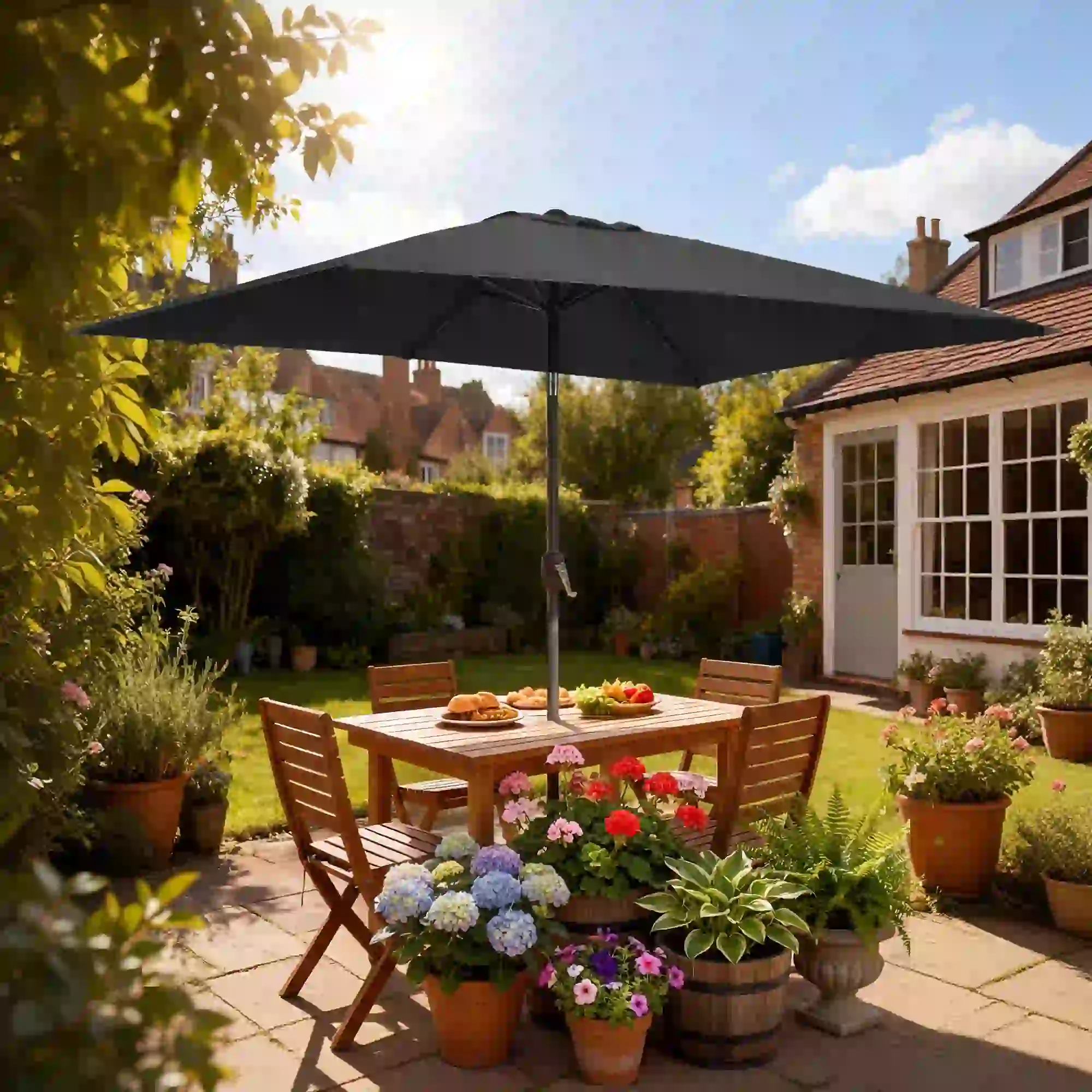 6.5x10ft Rectangle Patio Umbrella, Black - Image 8