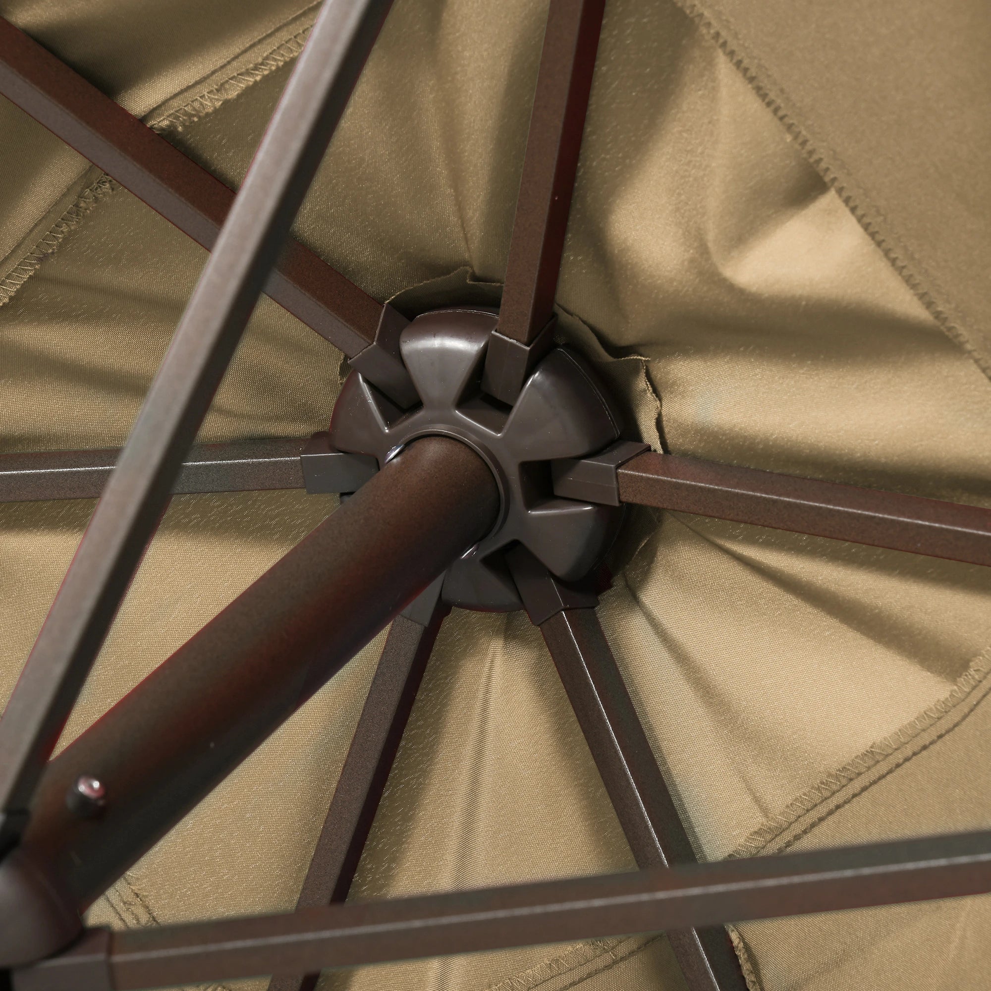 6.5x10ft Rectangle Solar Tilt Umbrella, Aluminum, Light Coffee - Image 11