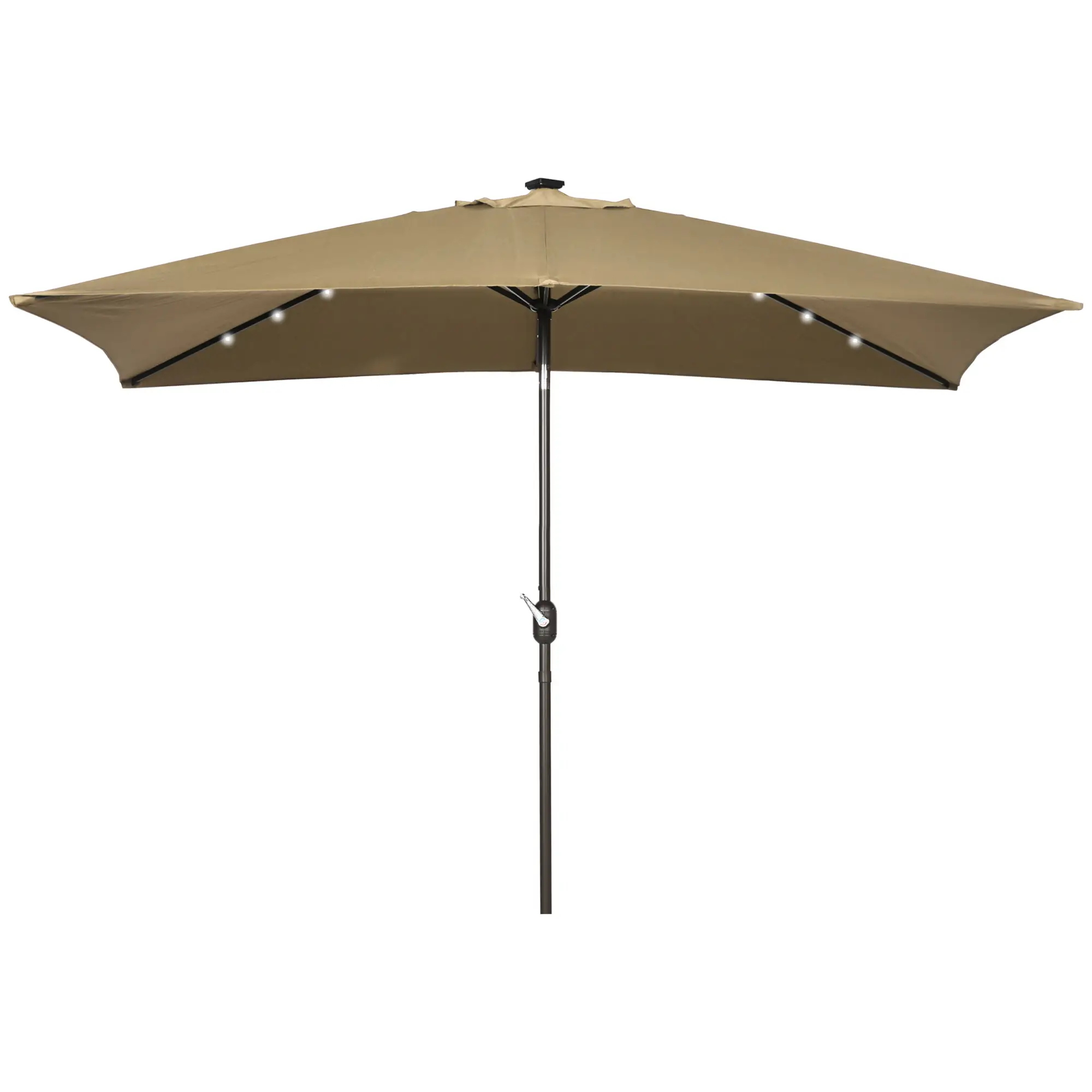 6.5x10ft Rectangle Solar Tilt Umbrella, Aluminum, Light Coffee - Image 12