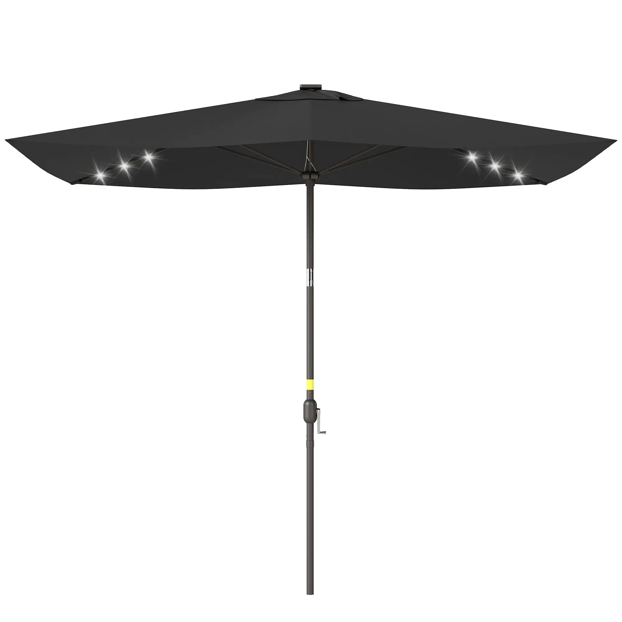 6.5x10ft Rectangle Tilt Patio Umbrella With LEDs, Black