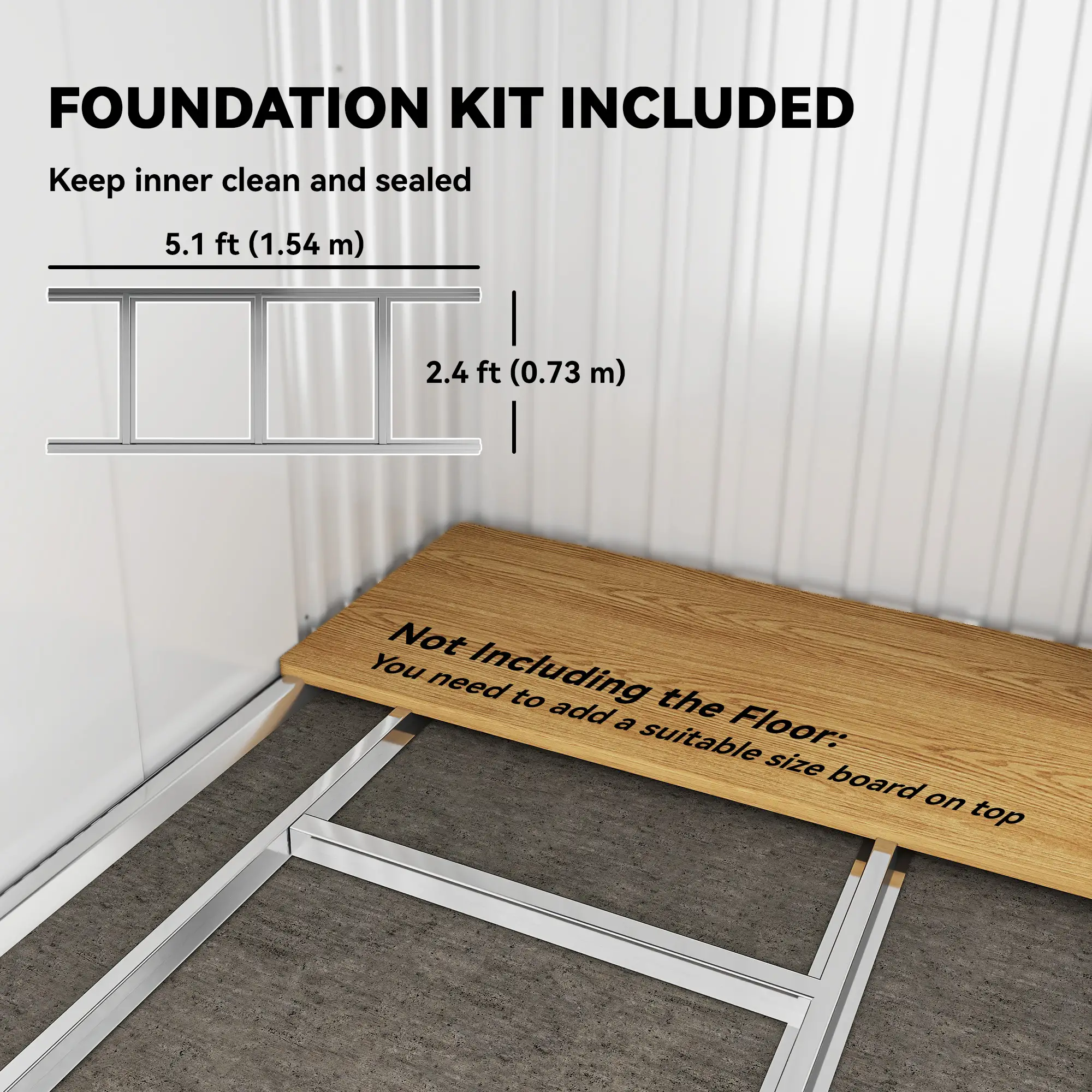 6.5x4FT Galvanised Metal Shed, Foundation Kit, Lockable Garden Storage, Sliding Doors, Vents, Grey - Image 5