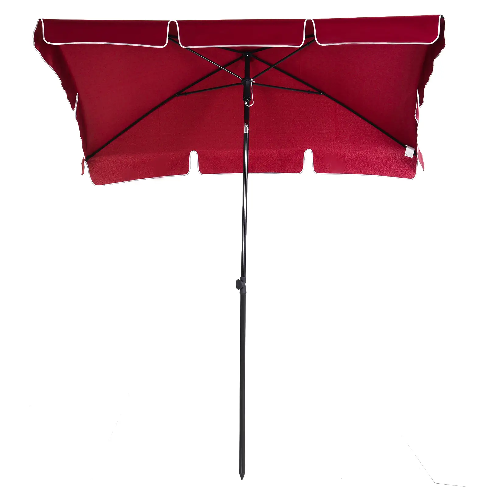 6.5x4ft Rectangle Tilt Adjustable Patio Umbrella, Red - Image 11