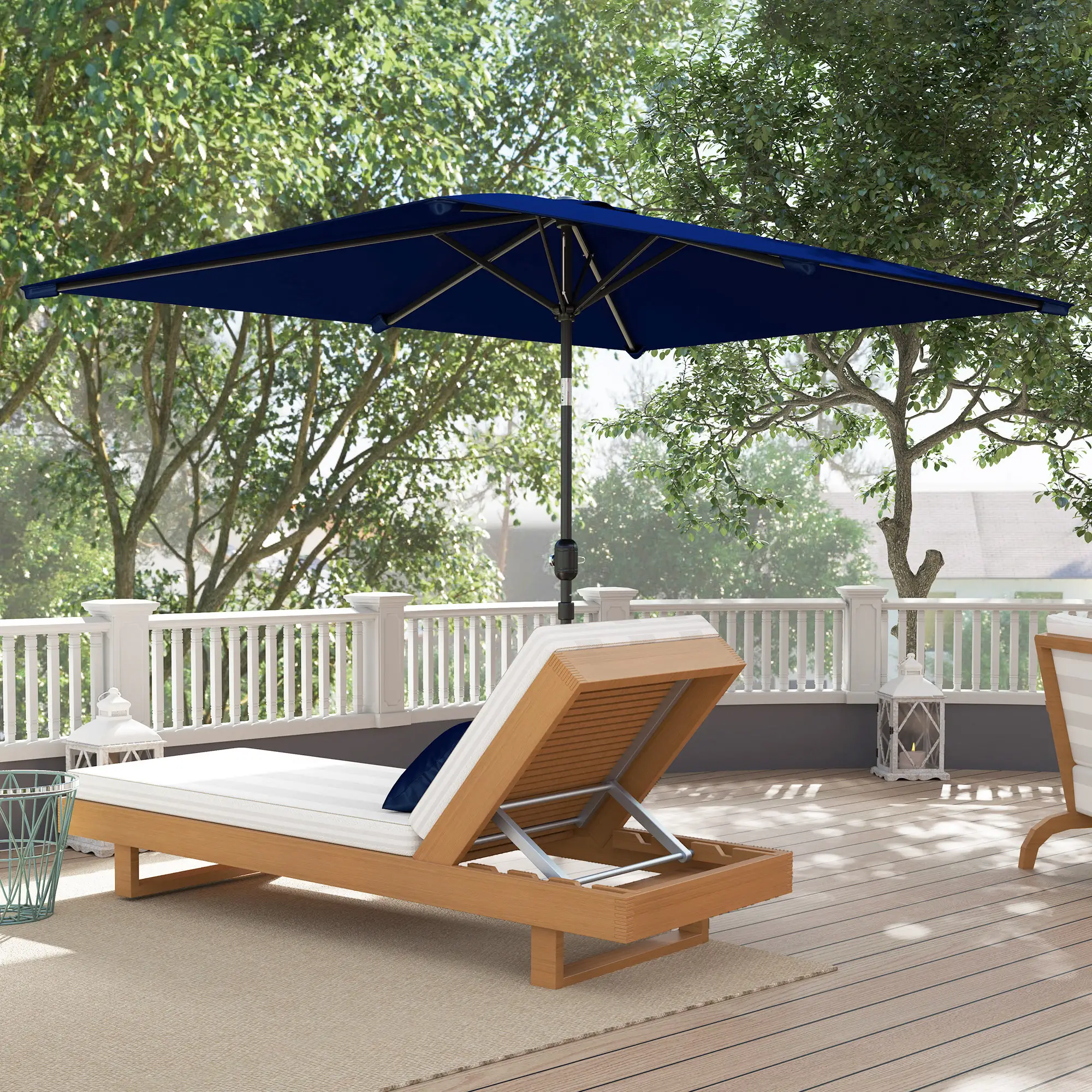 6.5x9.6ft Rectangle Aluminum Tilt Patio Umbrella, Navy Blue - Image 10