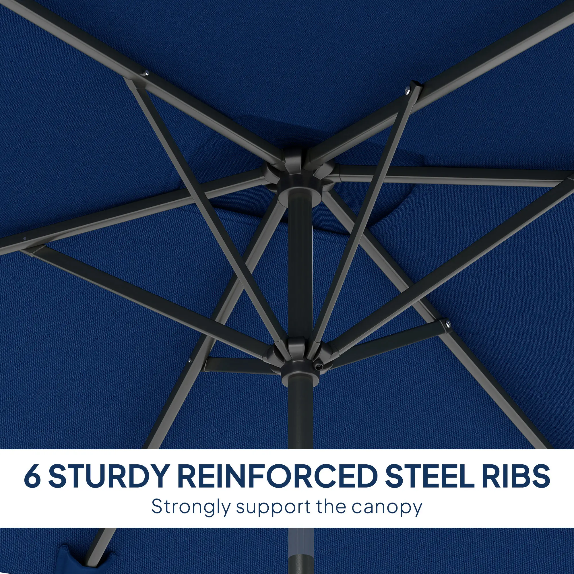 6.5x9.6ft Rectangle Aluminum Tilt Patio Umbrella, Navy Blue - Image 7