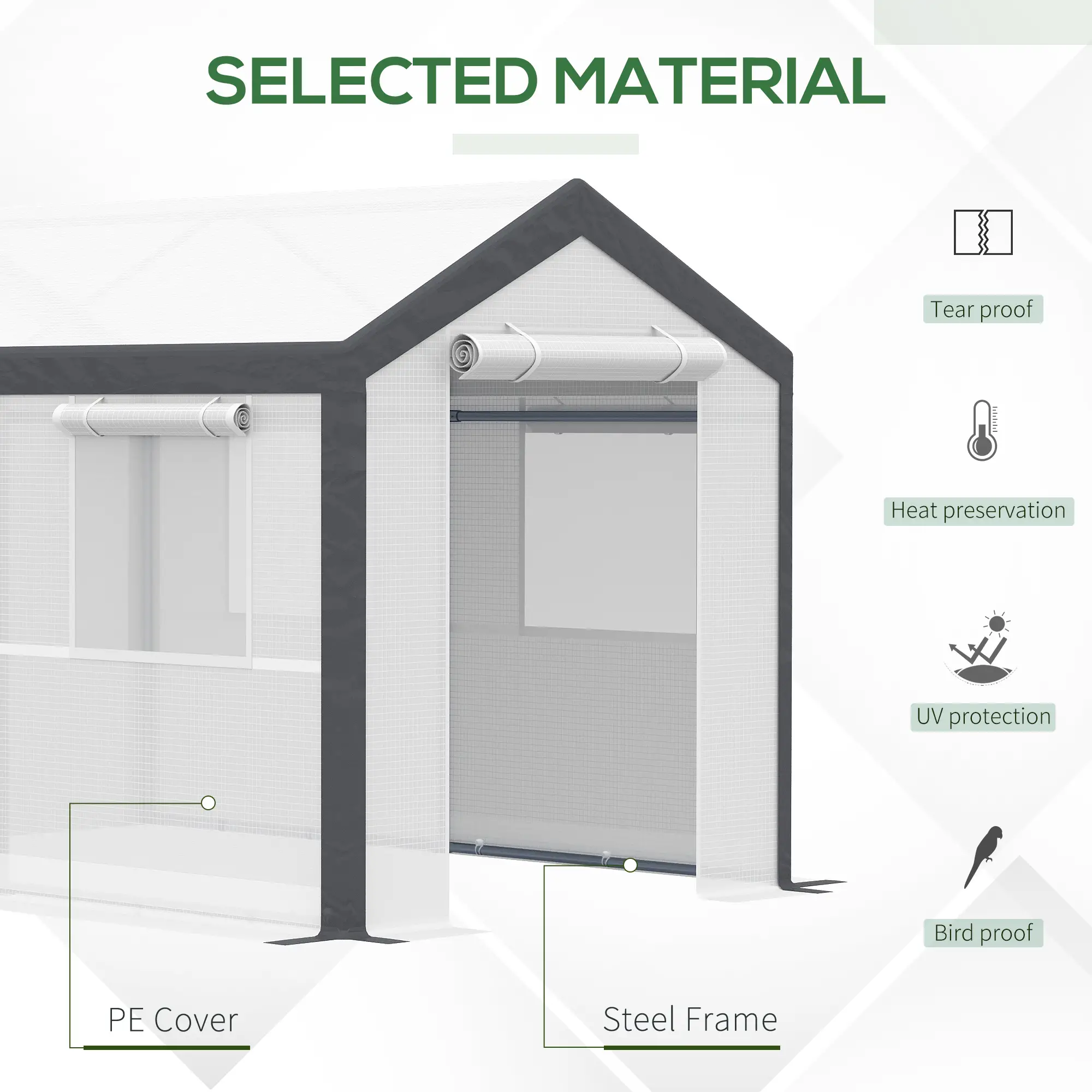6.6' x 10' x 7' Heavy Duty Walk-In Greenhouse, Plant Growing Tent, White - Image 4