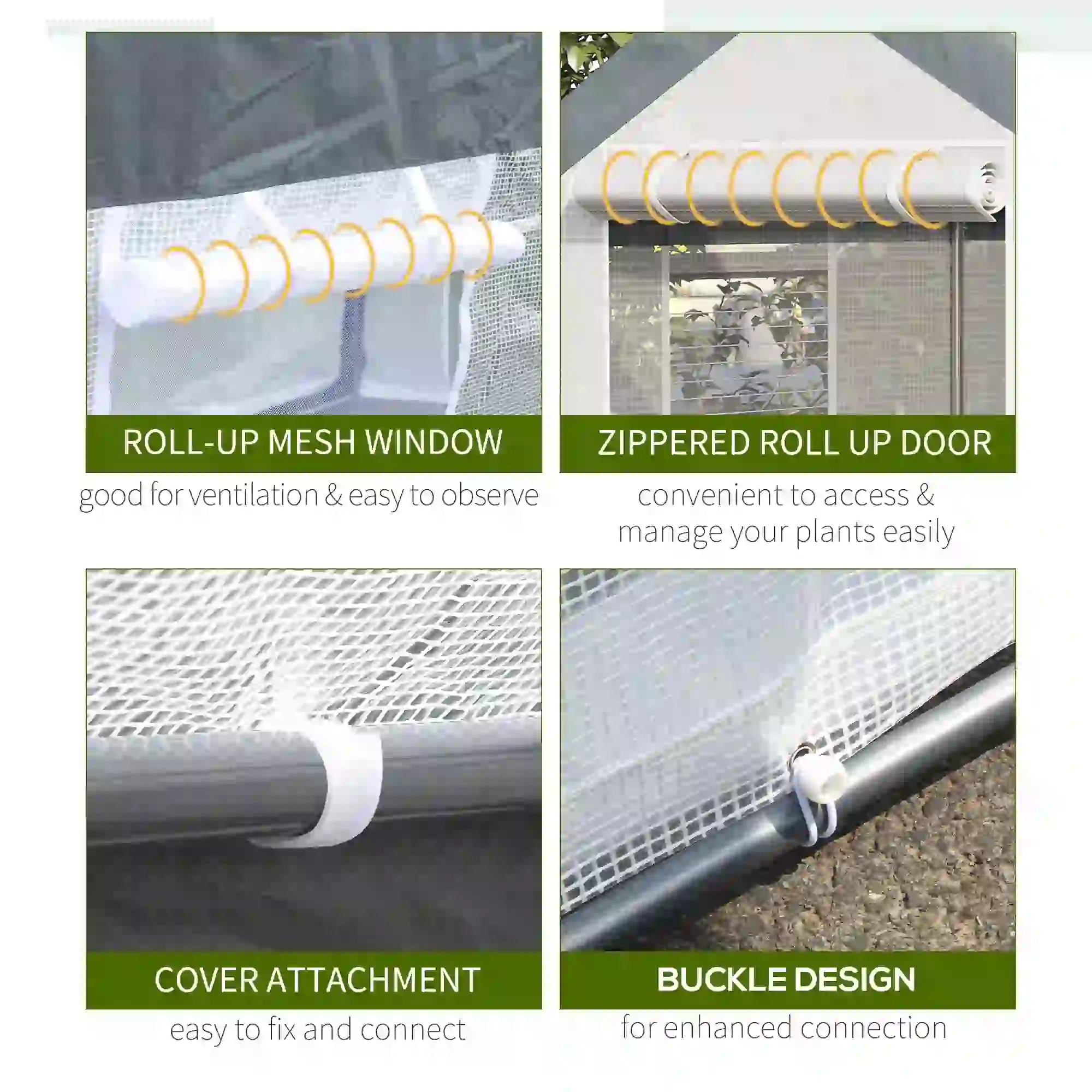 6.6' x 10' x 7' Heavy Duty Walk-In Greenhouse, Plant Growing Tent, White - Image 5