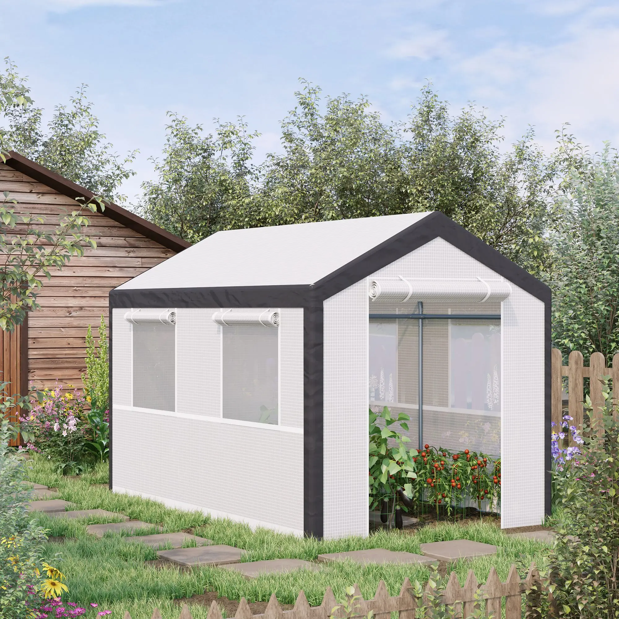 6.6' x 10' x 7' Heavy Duty Walk-In Greenhouse, Plant Growing Tent, White - Image 8