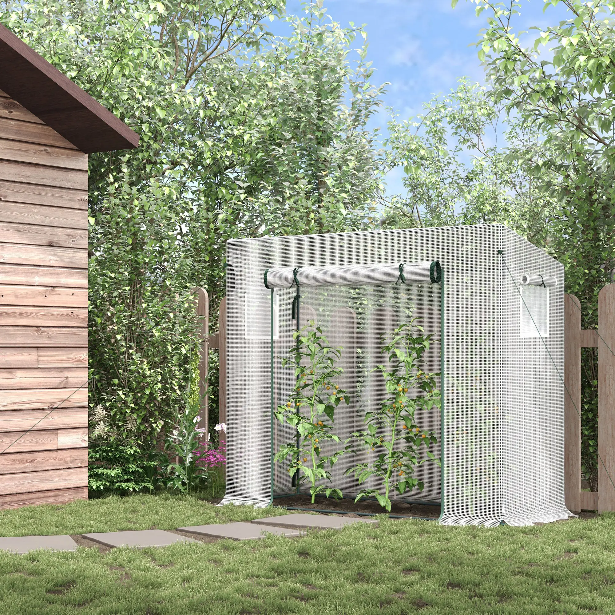 6.6' x 2.5' x 5.5' Walk-In Greenhouse, Steel Frame, White - Image 2