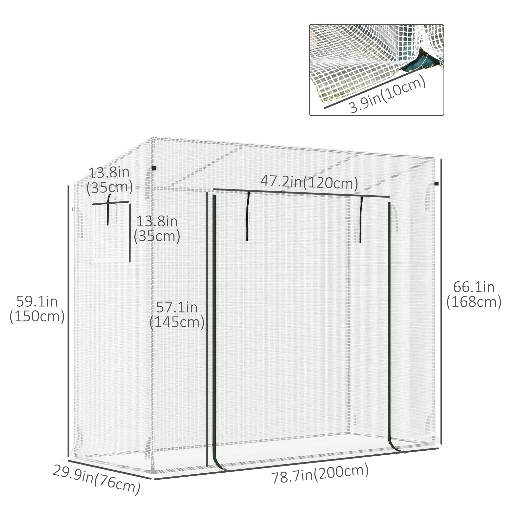 6.6' x 2.5' x 5.5' Walk-In Greenhouse, Steel Frame, White - Image 3