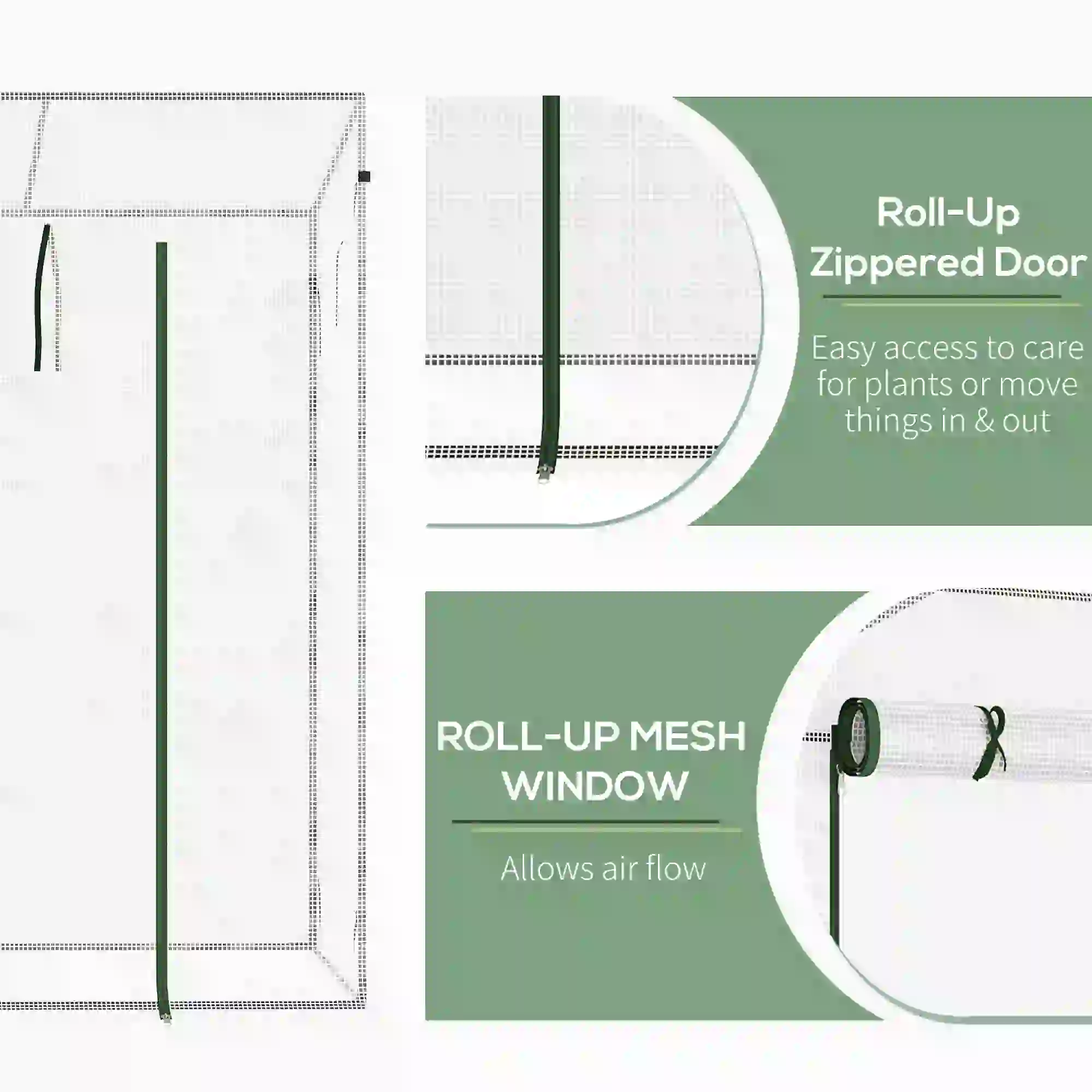 6.6' x 2.5' x 5.5' Walk-In Greenhouse, Steel Frame, White - Image 5