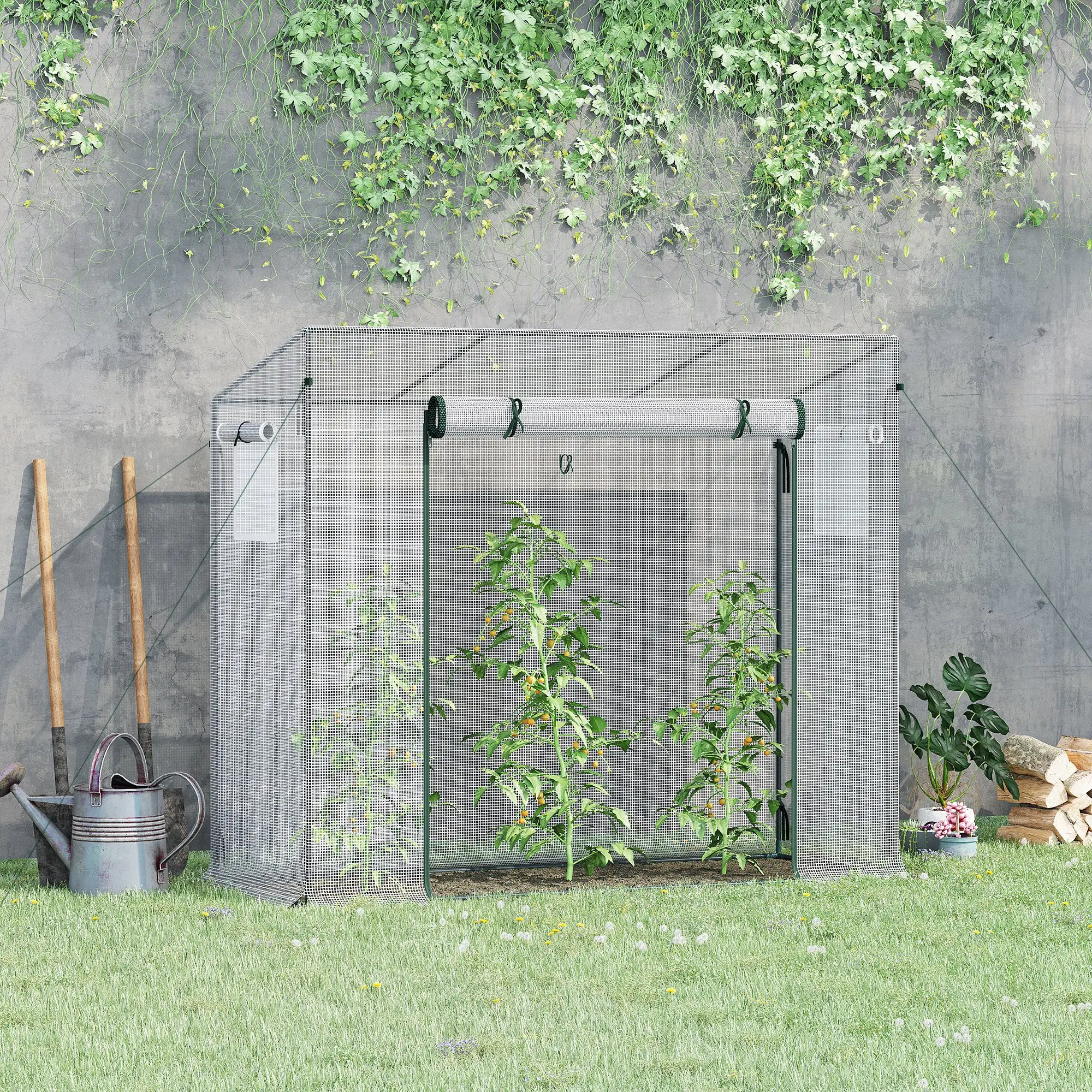 6.6' x 2.5' x 5.5' Walk-In Greenhouse, Steel Frame, White - Image 8