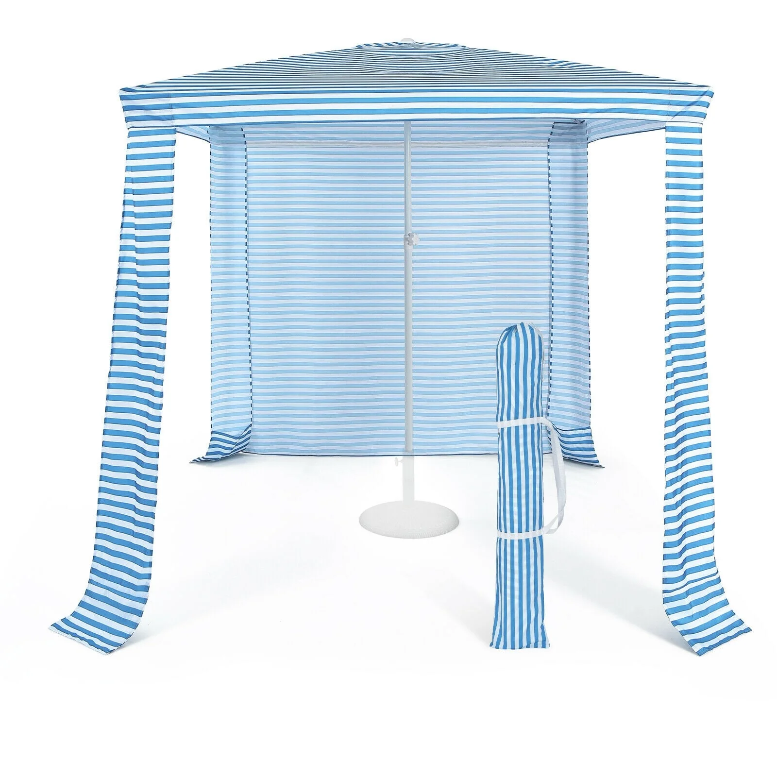 6.6 x 6.6 Feet Foldable Beach Canopy With Carry Bag, Blue