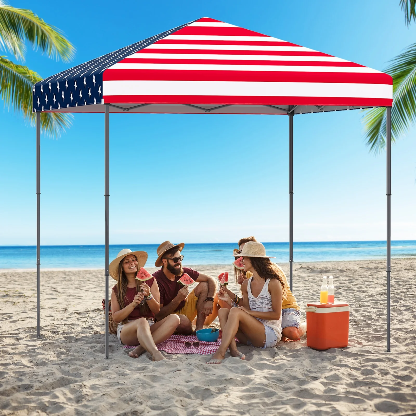 6.6 x 6.6 Feet Outdoor Pop-Up Canopy Tent, UPF 50+ Sun Protection, Multicolor - Image 2