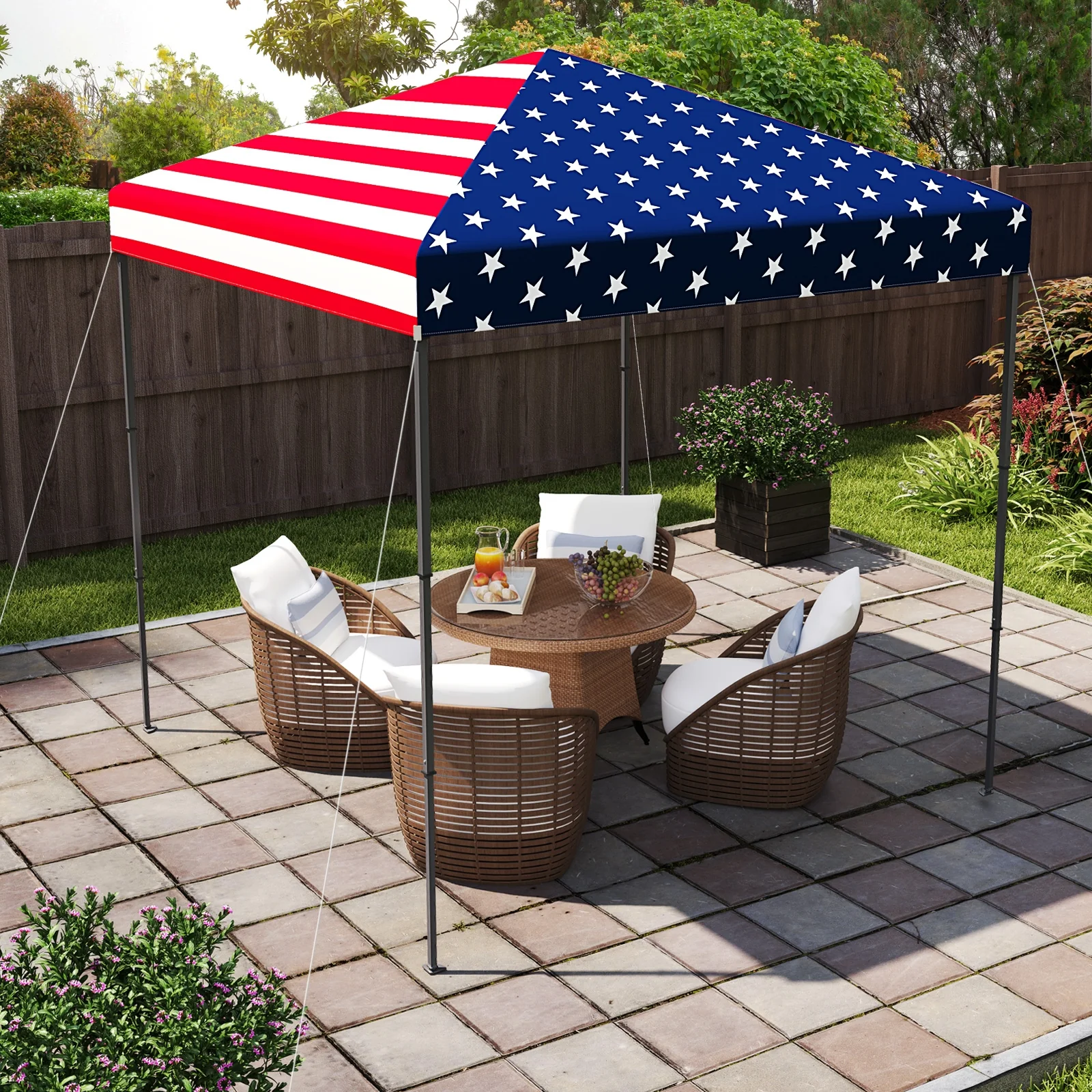 6.6 x 6.6 Feet Outdoor Pop-Up Canopy Tent, UPF 50+ Sun Protection, Multicolor - Image 3