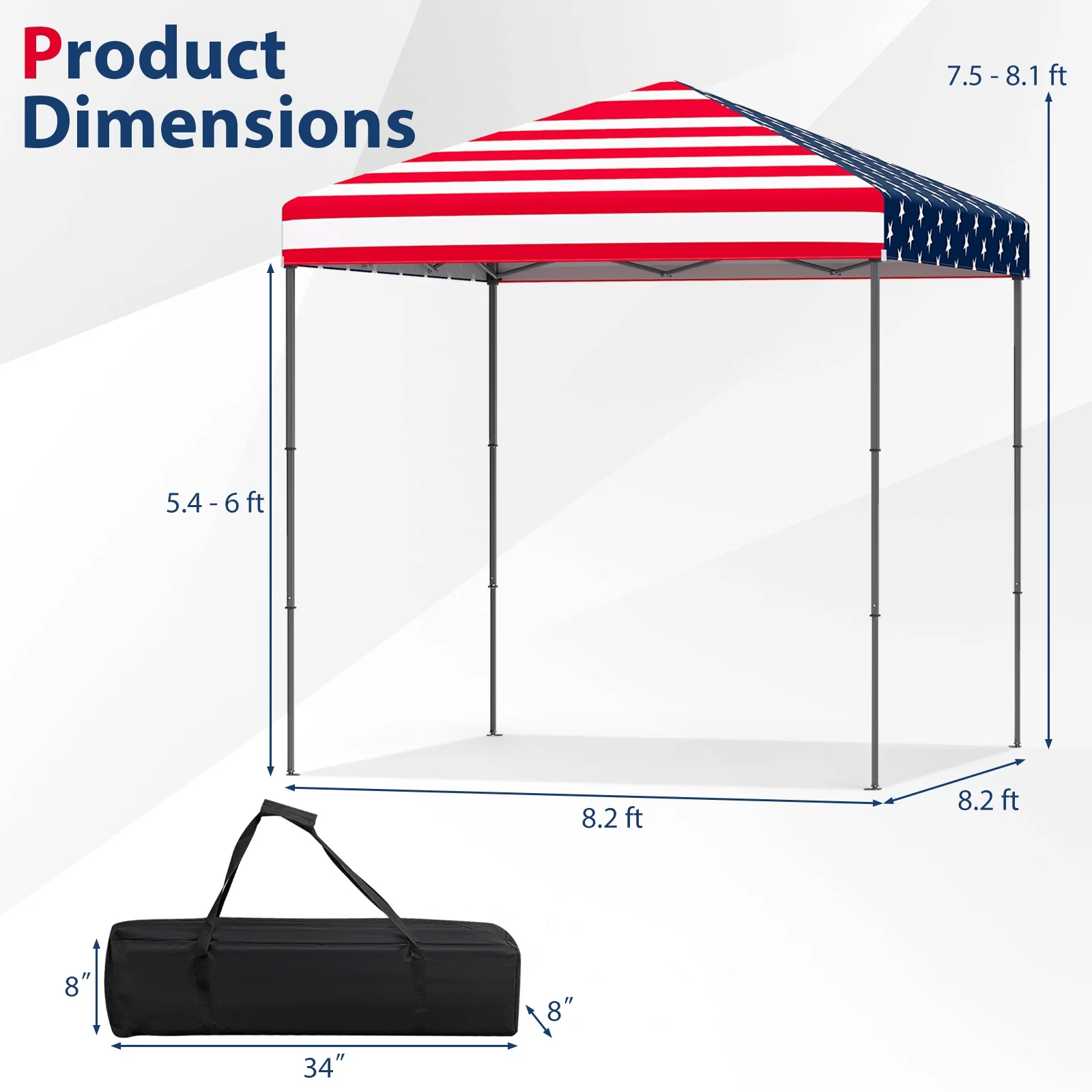 6.6 x 6.6 Feet Outdoor Pop-Up Canopy Tent, UPF 50+ Sun Protection, Multicolor - Image 6