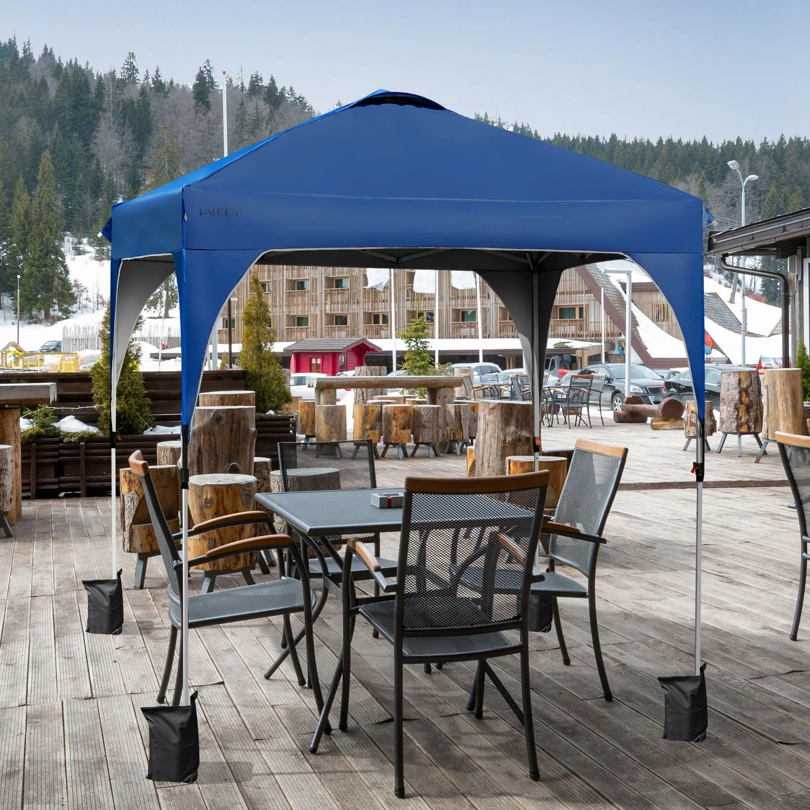 6.6 x 6.6 FT Pop Up Canopy Tent, Adjustable Height, Roller Bag, Blue - Image 7
