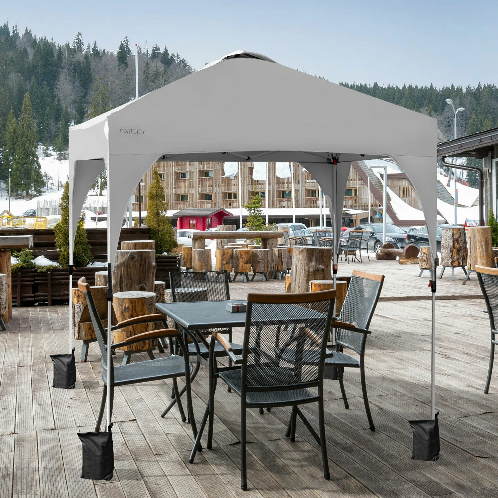 6.6 x 6.6 FT Pop Up Canopy Tent, Adjustable Height, Roller Bag, White - Image 2