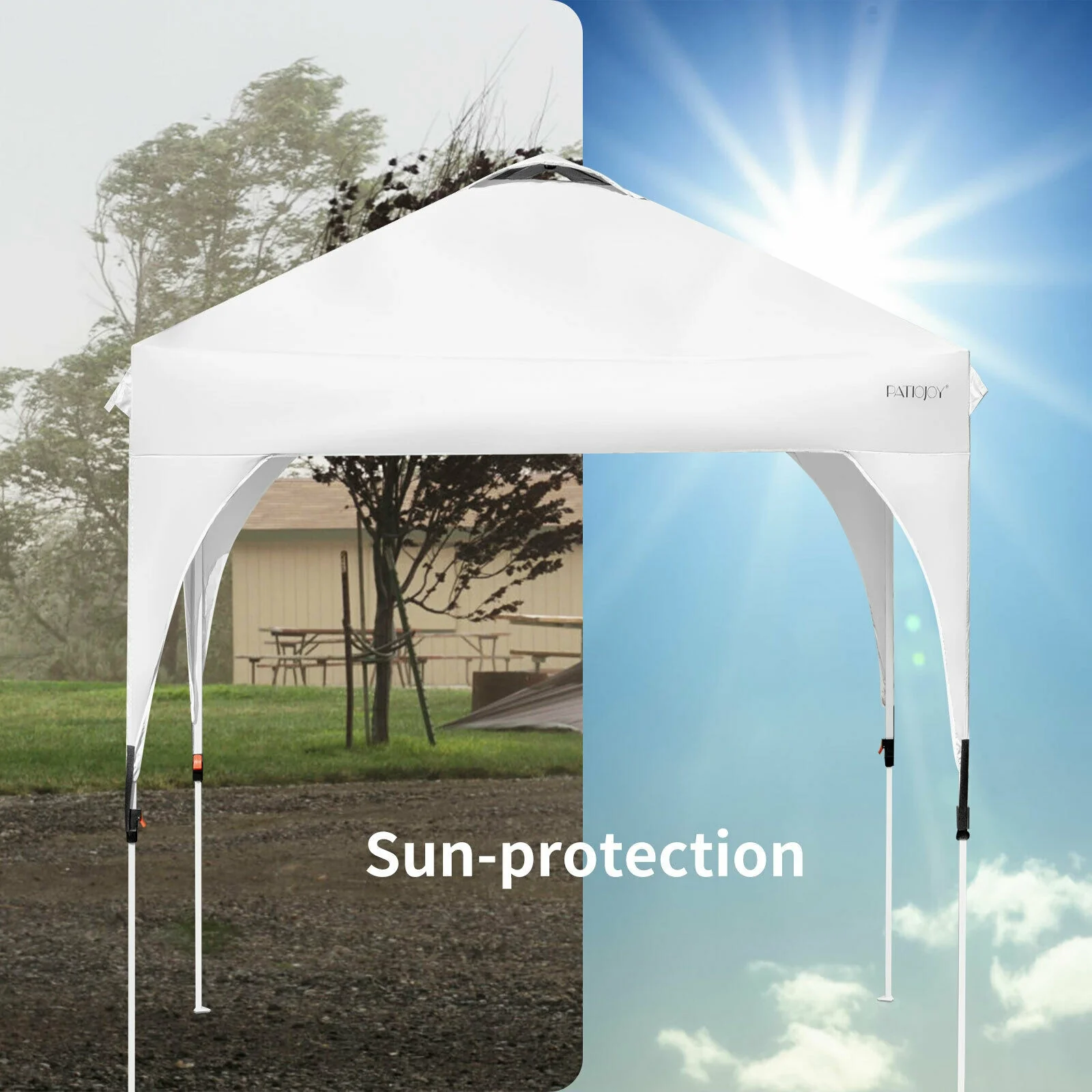 6.6 x 6.6 FT Pop Up Canopy Tent, Adjustable Height, Roller Bag, White - Image 3