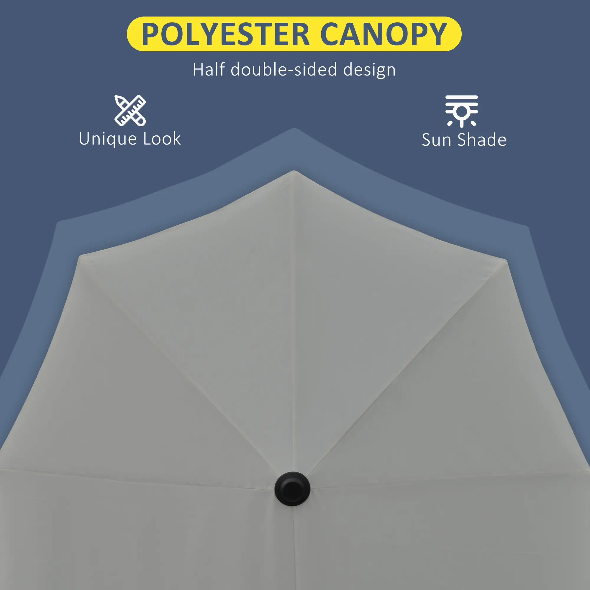 6.6 x 6ft Half Patio Umbrella, Double-Sided Canopy, Crank Handle, Grey - Image 7