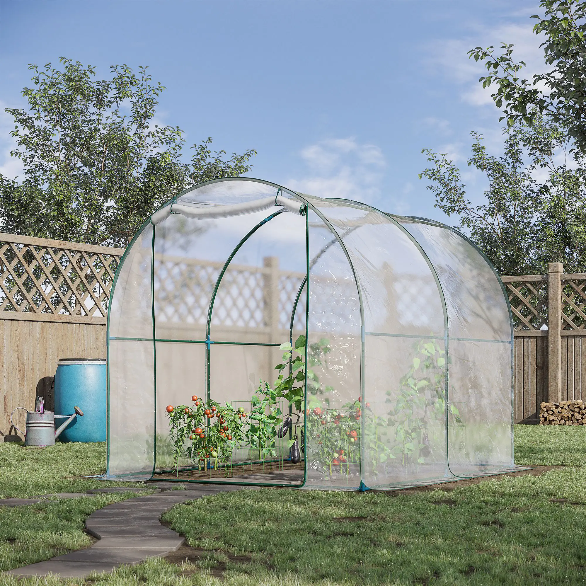 6.6' x 8.2' x 6.6' Dome Tunnel Greenhouse, Transparent - Image 2