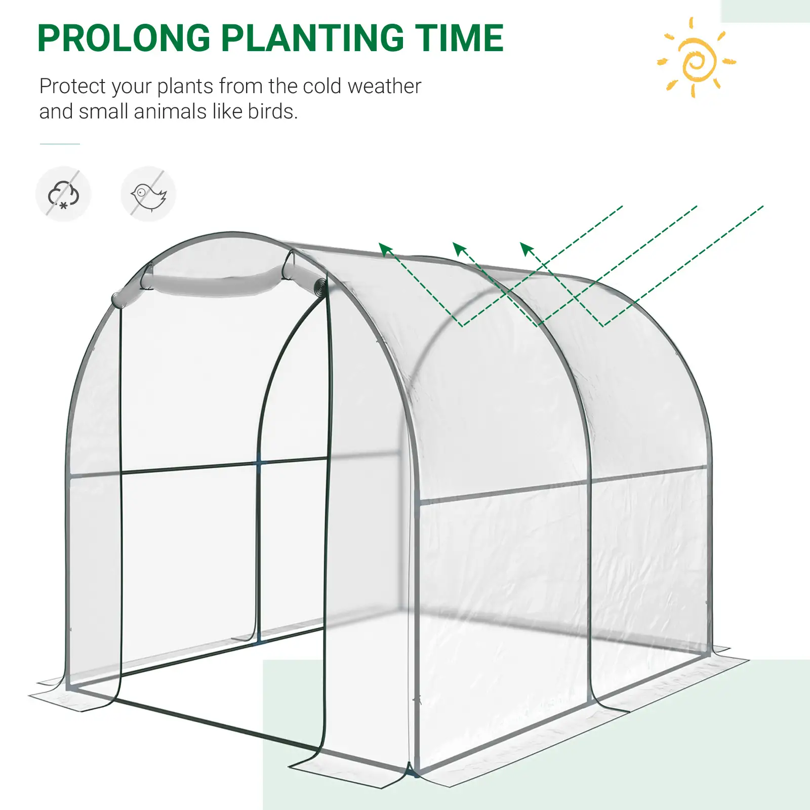 6.6' x 8.2' x 6.6' Dome Tunnel Greenhouse, Transparent - Image 4