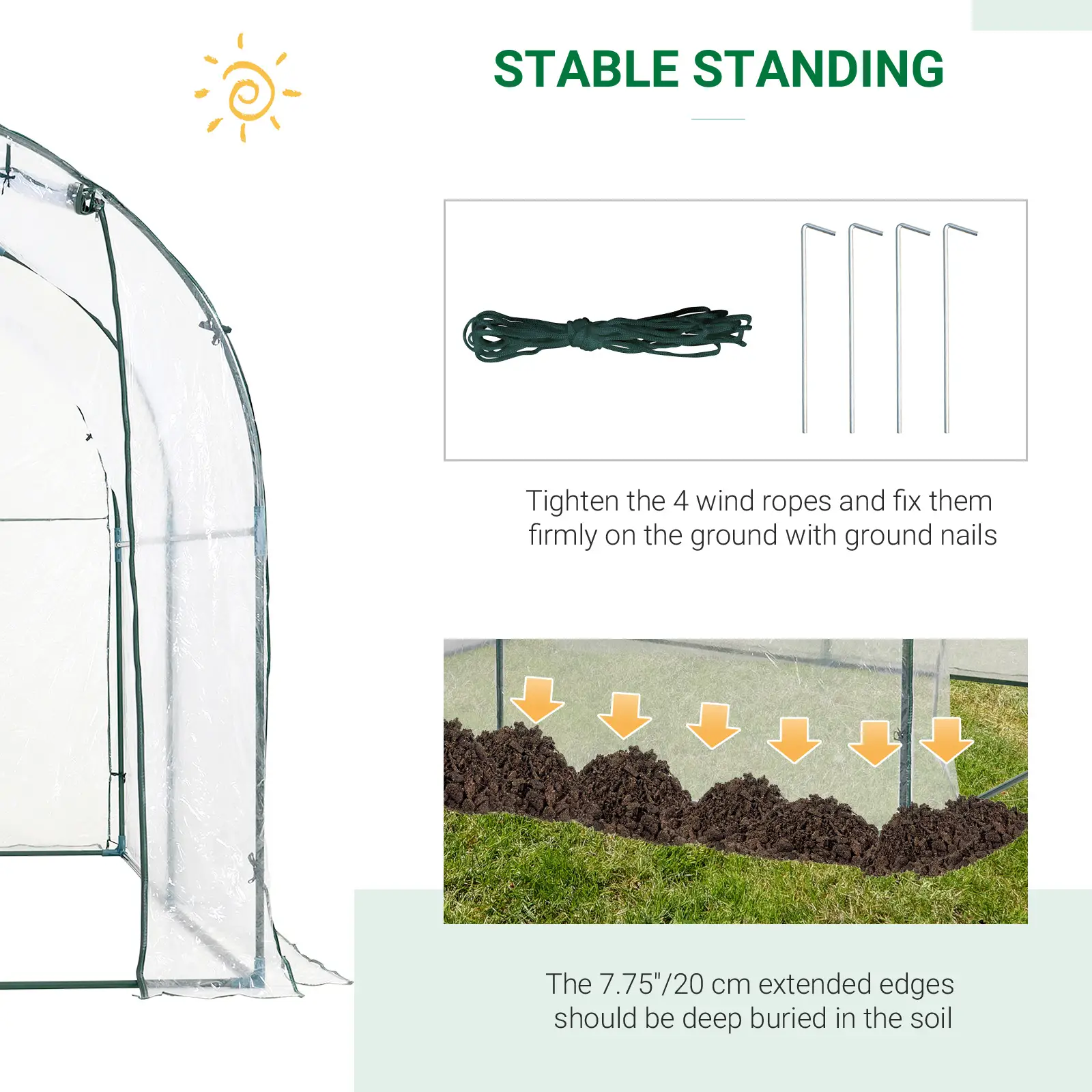 6.6' x 8.2' x 6.6' Dome Tunnel Greenhouse, Transparent - Image 5