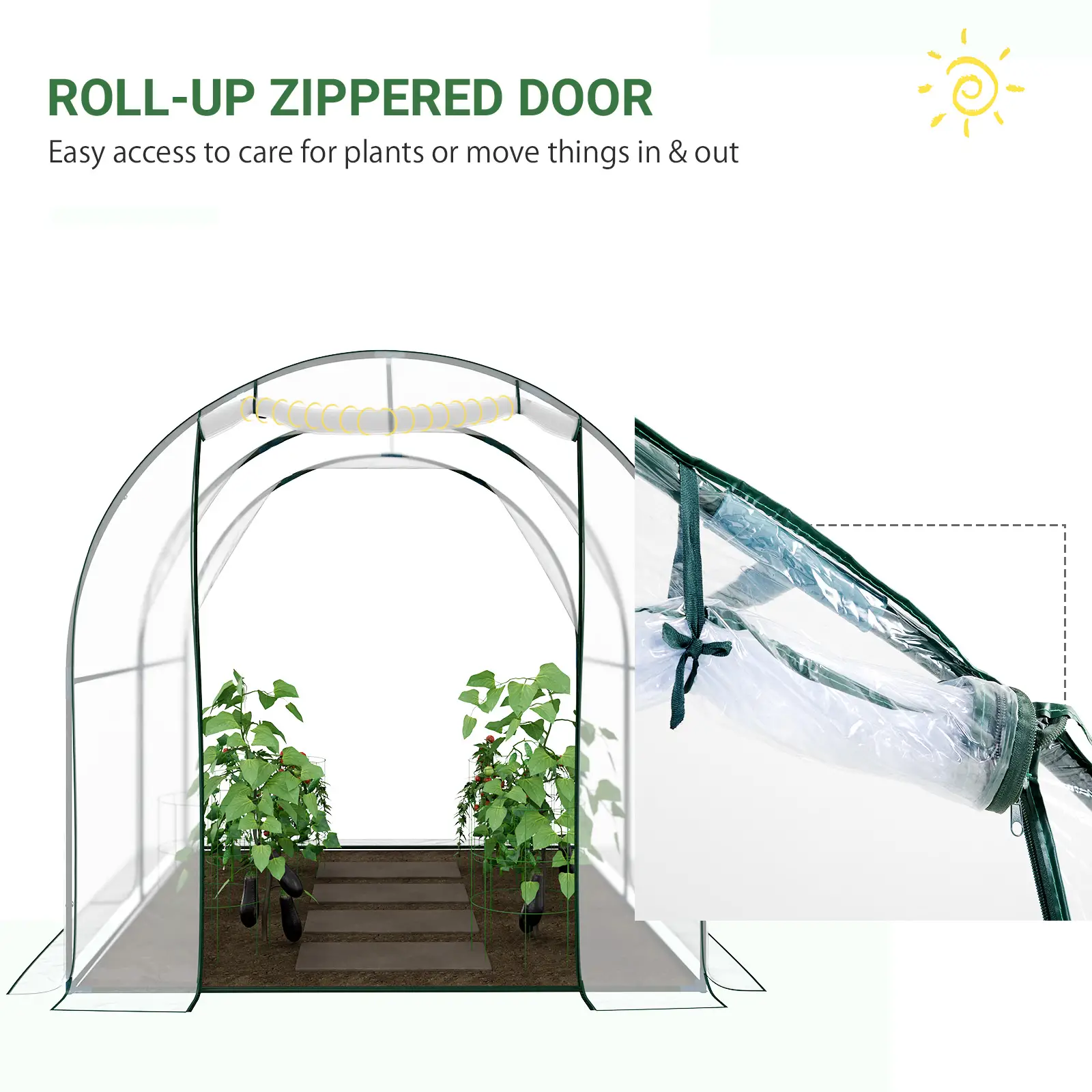 6.6' x 8.2' x 6.6' Dome Tunnel Greenhouse, Transparent - Image 6