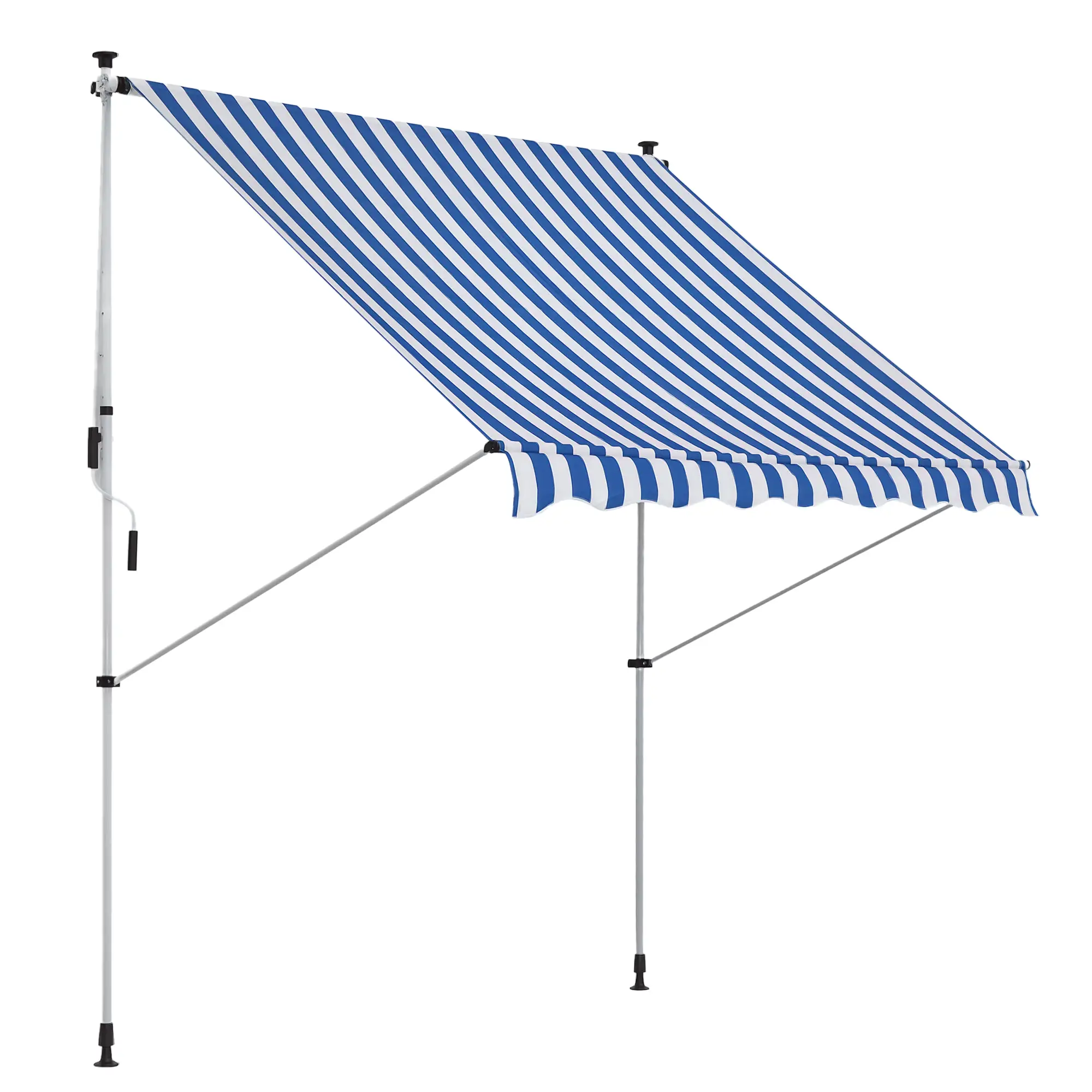 6.6'x5' Manual Retractable Patio Awning, Sun Shade, Water Resistant, Blue