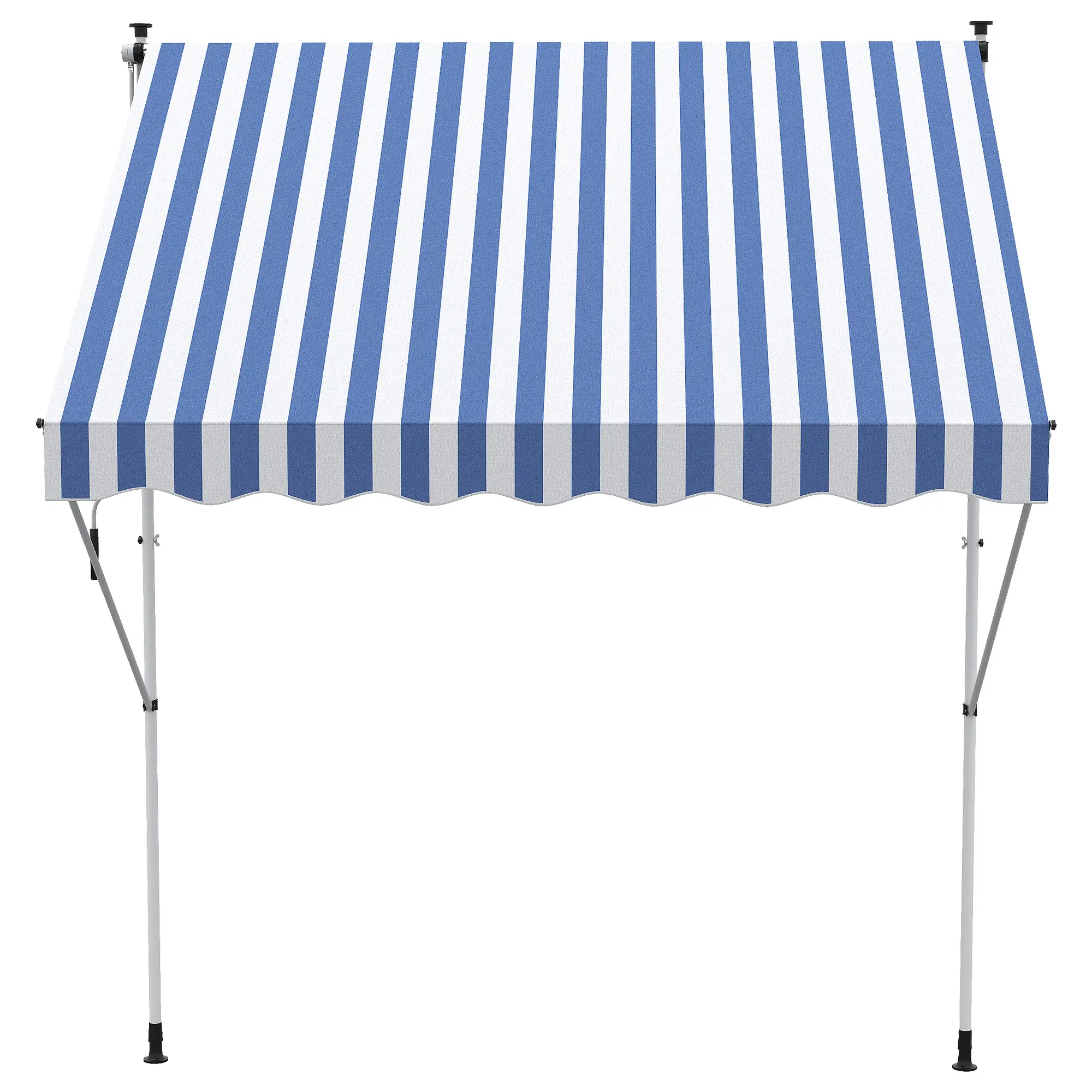 6.6'x5' Manual Retractable Patio Awning, Sun Shade, Water Resistant, Blue - Image 11