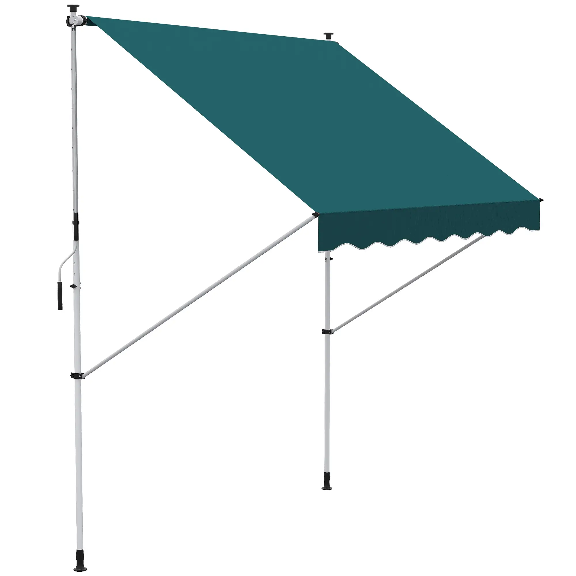 6.6'x5' Manual Retractable Patio Awning, Sun Shade, Water Resistant, Green