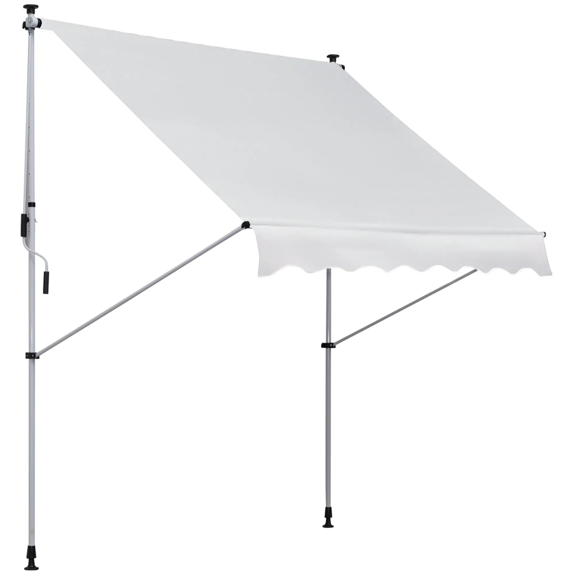 6.6'x5' Manual Retractable Patio Awning, Sun Shade, Water Resistant, White