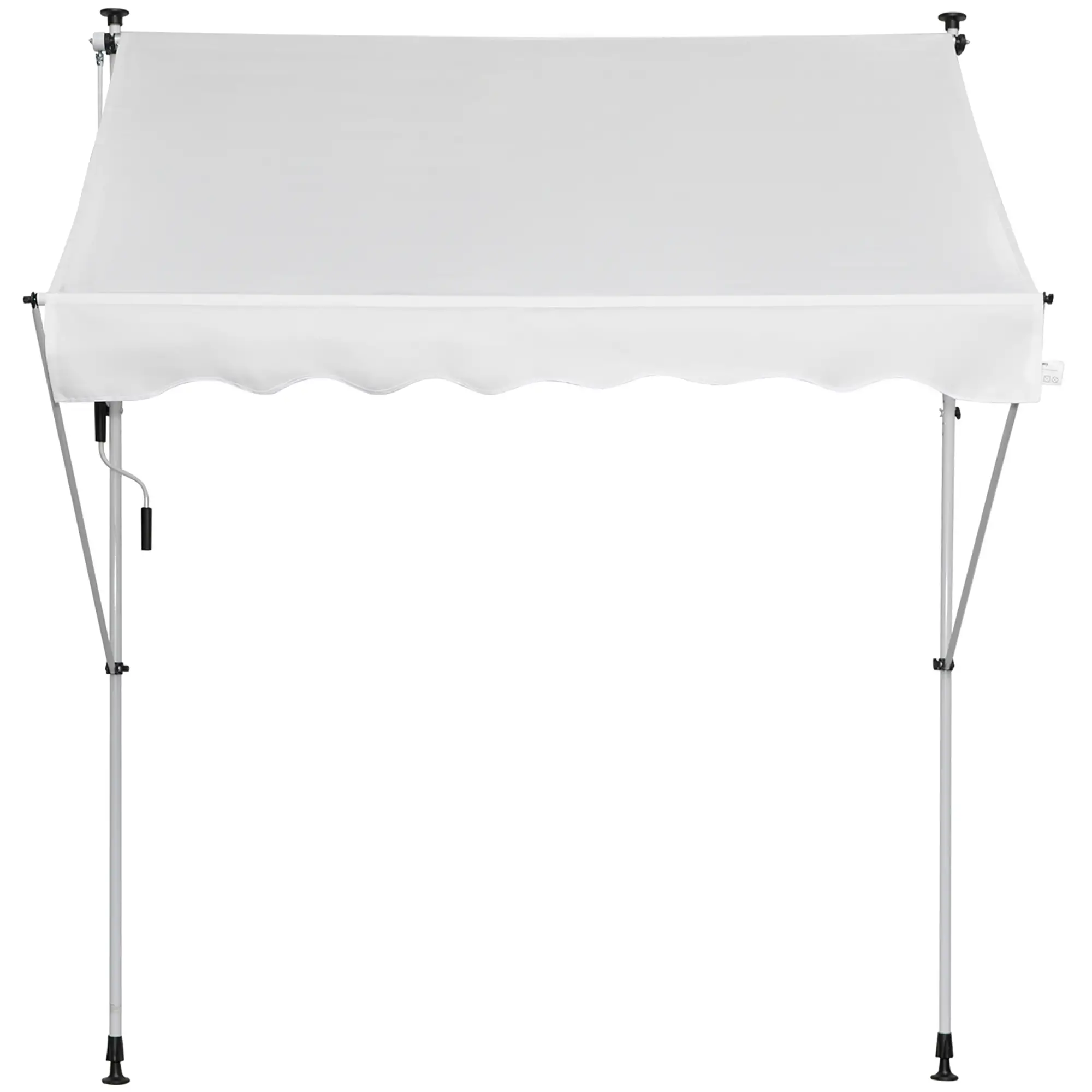 6.6'x5' Manual Retractable Patio Awning, Sun Shade, Water Resistant, White - Image 11