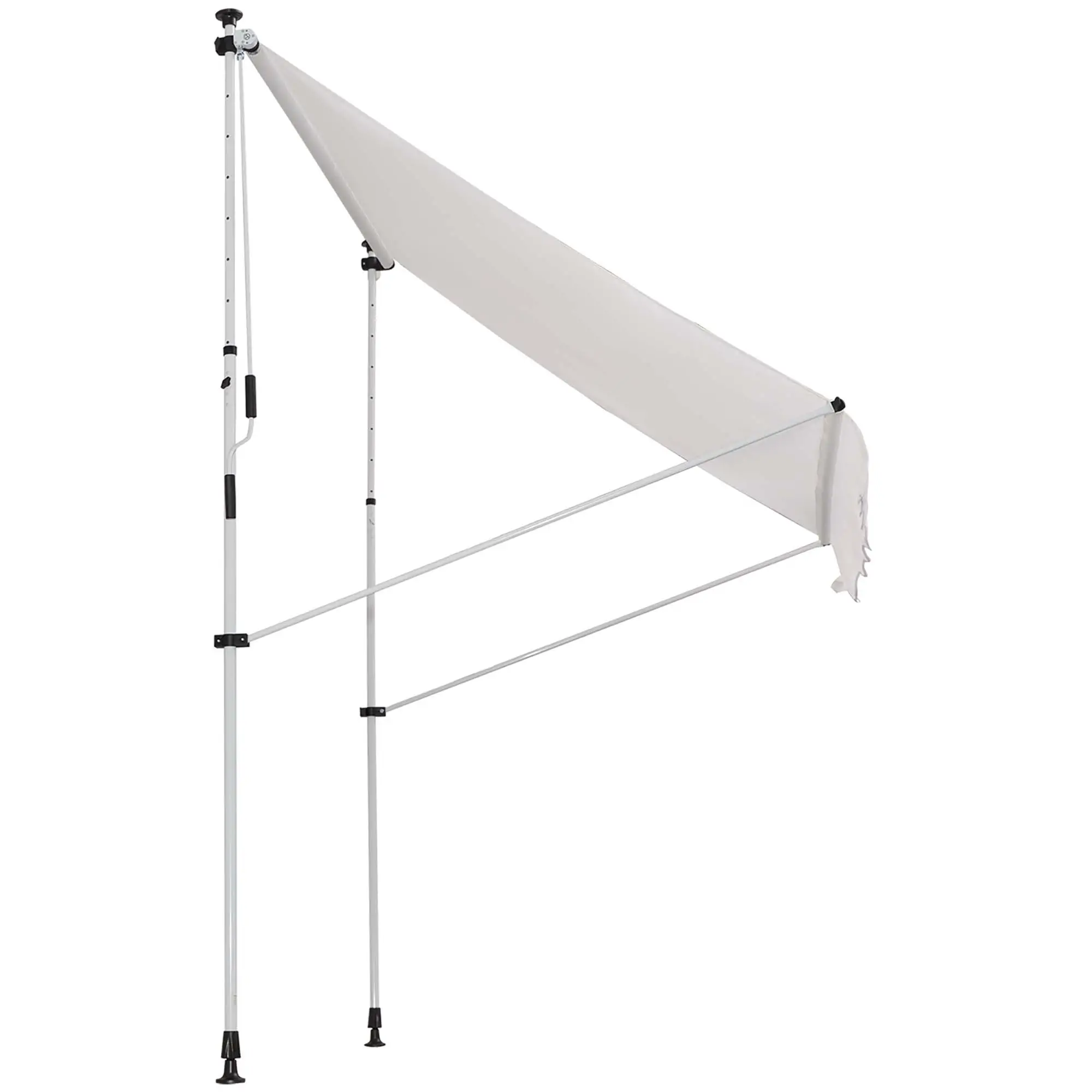 6.6'x5' Manual Retractable Patio Awning, Sun Shade, Water Resistant, White - Image 9