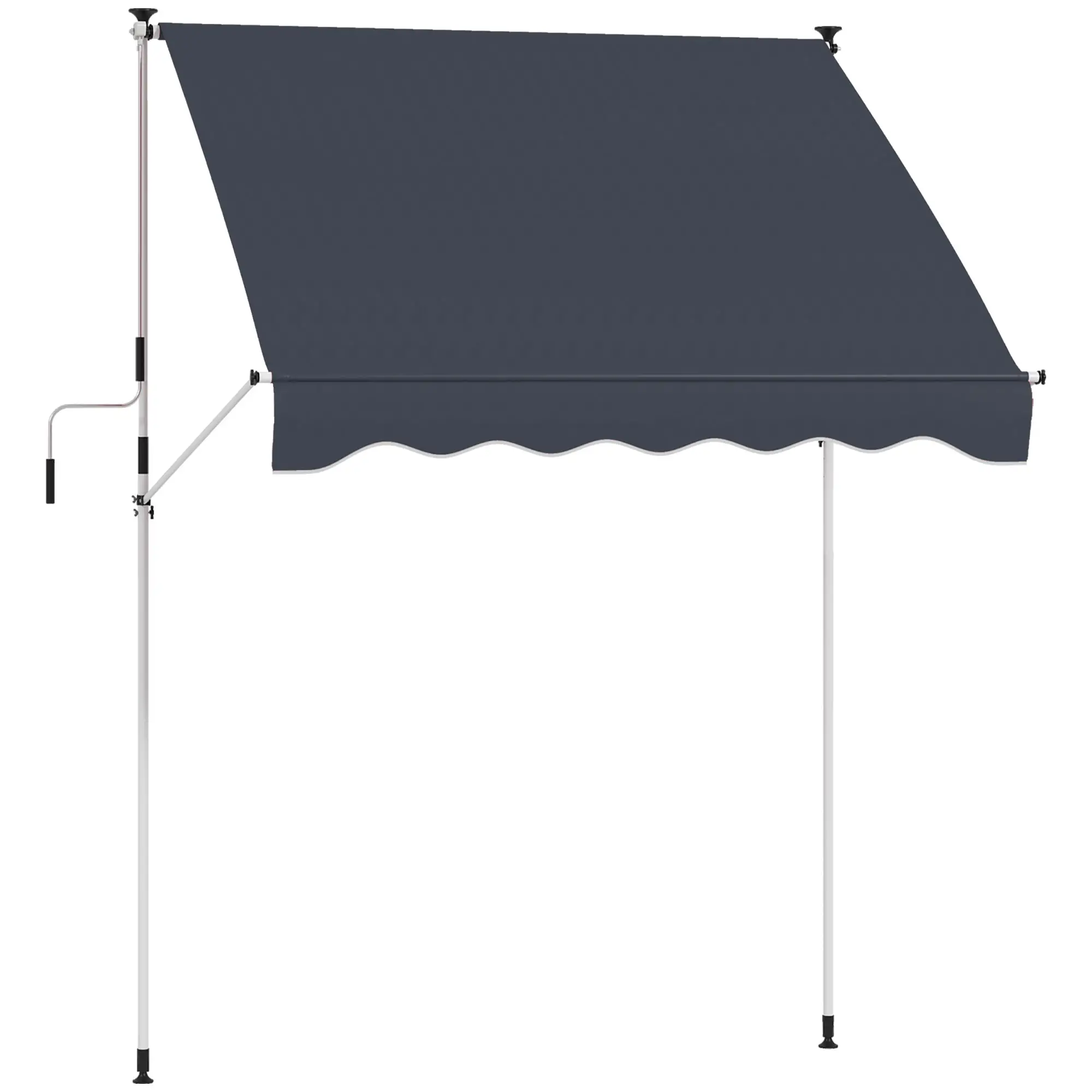 6.6'x5' Manual Retractable Patio Awning, Water Resistant, Black